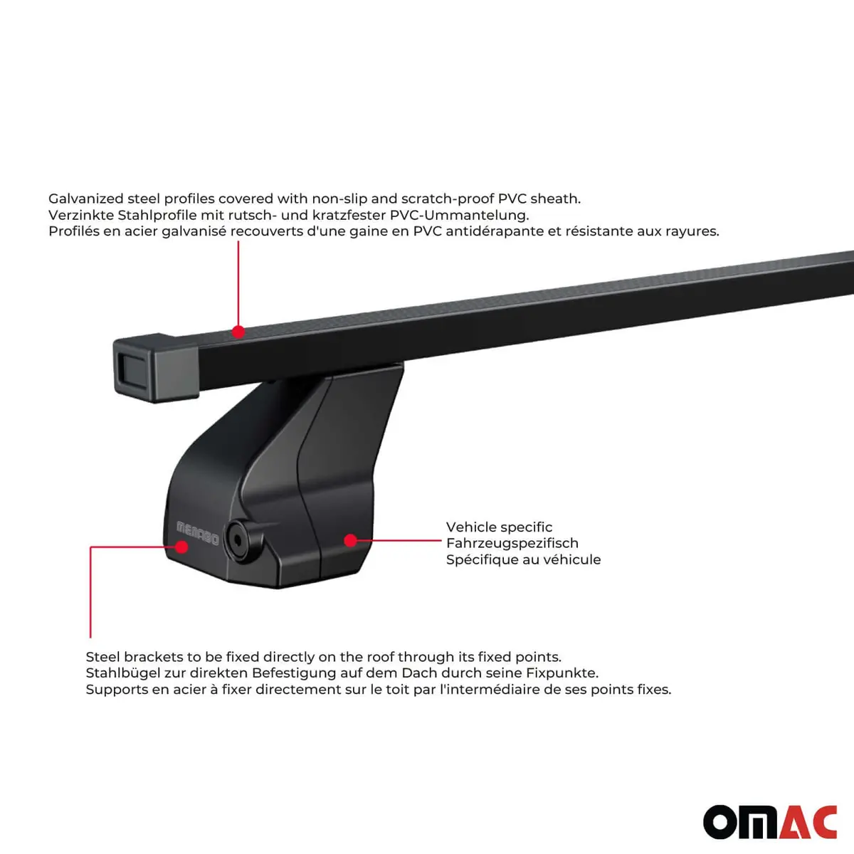 Omac Usa Roof Rack Cross Bars For Car – Fits 2017-2023 Subaru Impreza (Excludes Models Without Oem Fixed Points) – Steel Black (2 Pcs) 1