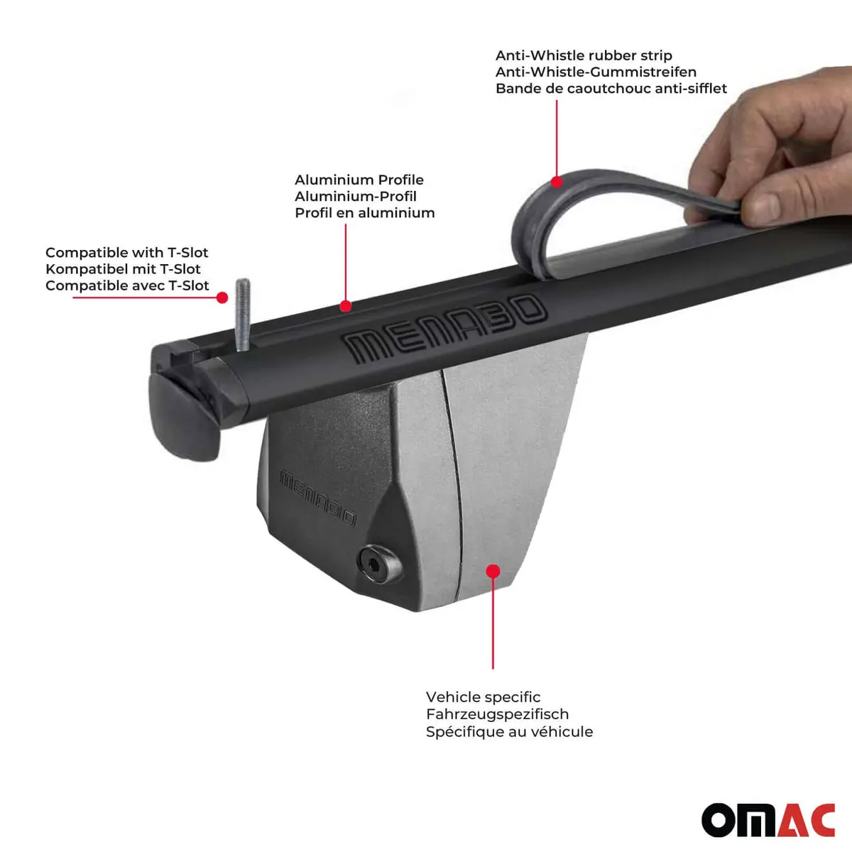 Omac Usa Roof Rack Cross Bars For Car – Fits With 2005-2013 Bmw 3 Series E90 E91 E92 – Aluminium Black (2 Pcs) 1