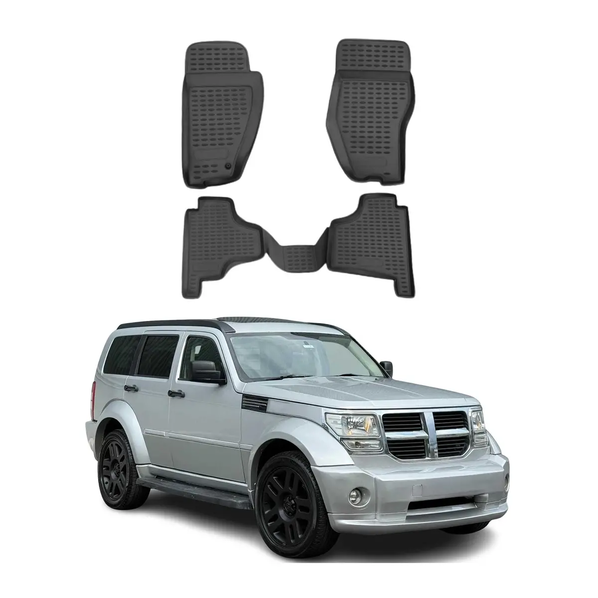 Omac Usa Floor Mats Liners Full Set All Weather Black For Suv – Fits With 2007-2012 Dodge Nitro (4 Pcs) 1