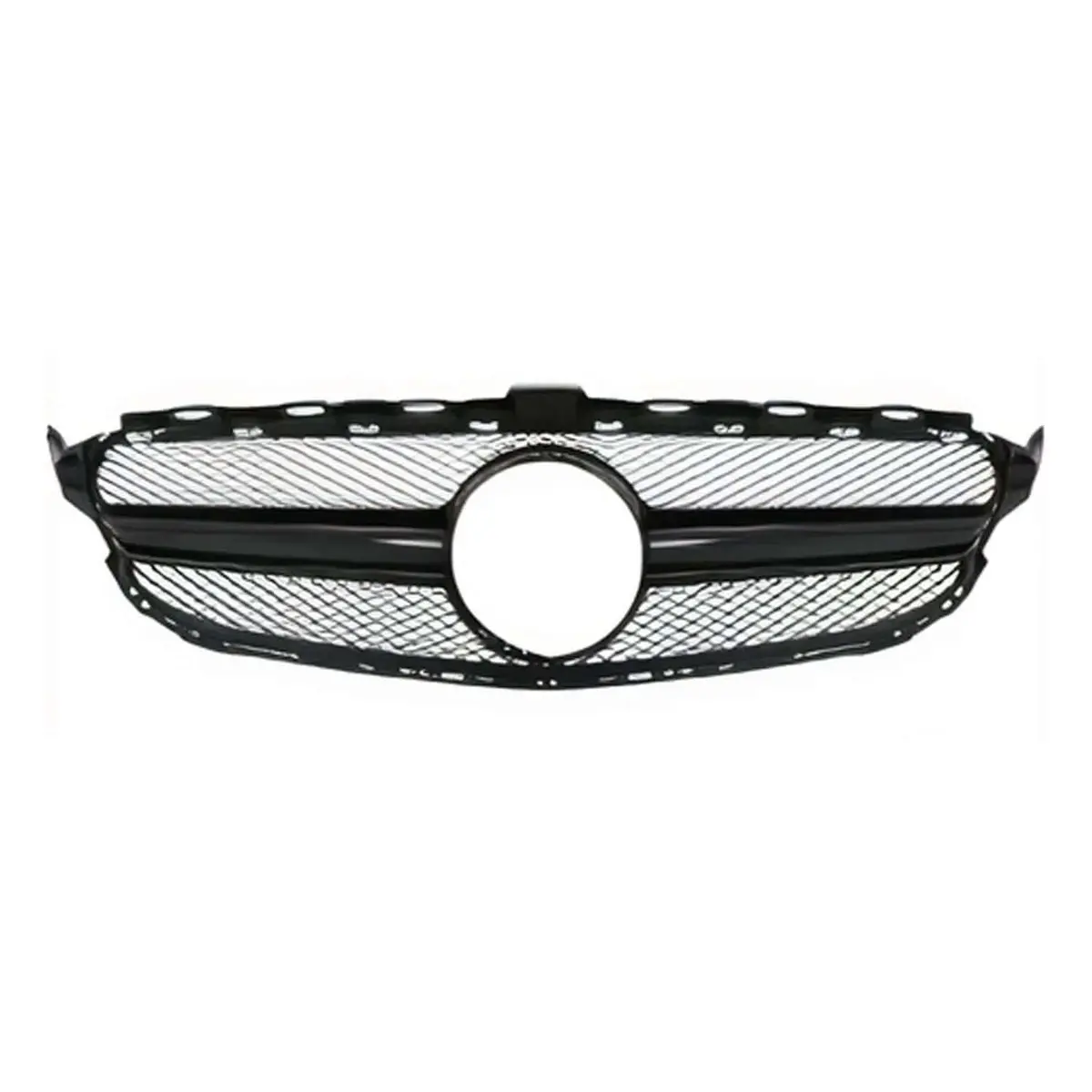 Omac Usa Front Grille Mesh Amg Style For Cars – Fits 2015–2018 Mercedes C-Class W205 Sedan (Black, No C.Hole) 1
