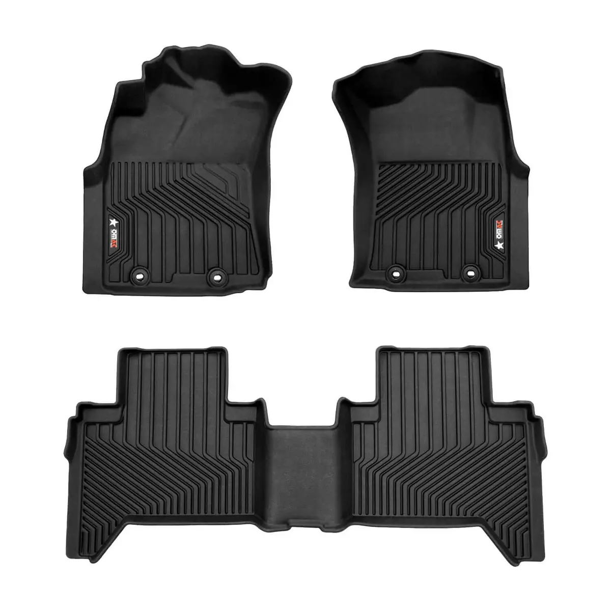 Omac Usa Premium Floor Mats Liners For Truck – Fits 2005–2015 Toyota Tacoma Double Cab – First & Second Row Set All Weather Heavy Duty Black (3 Pcs) 1