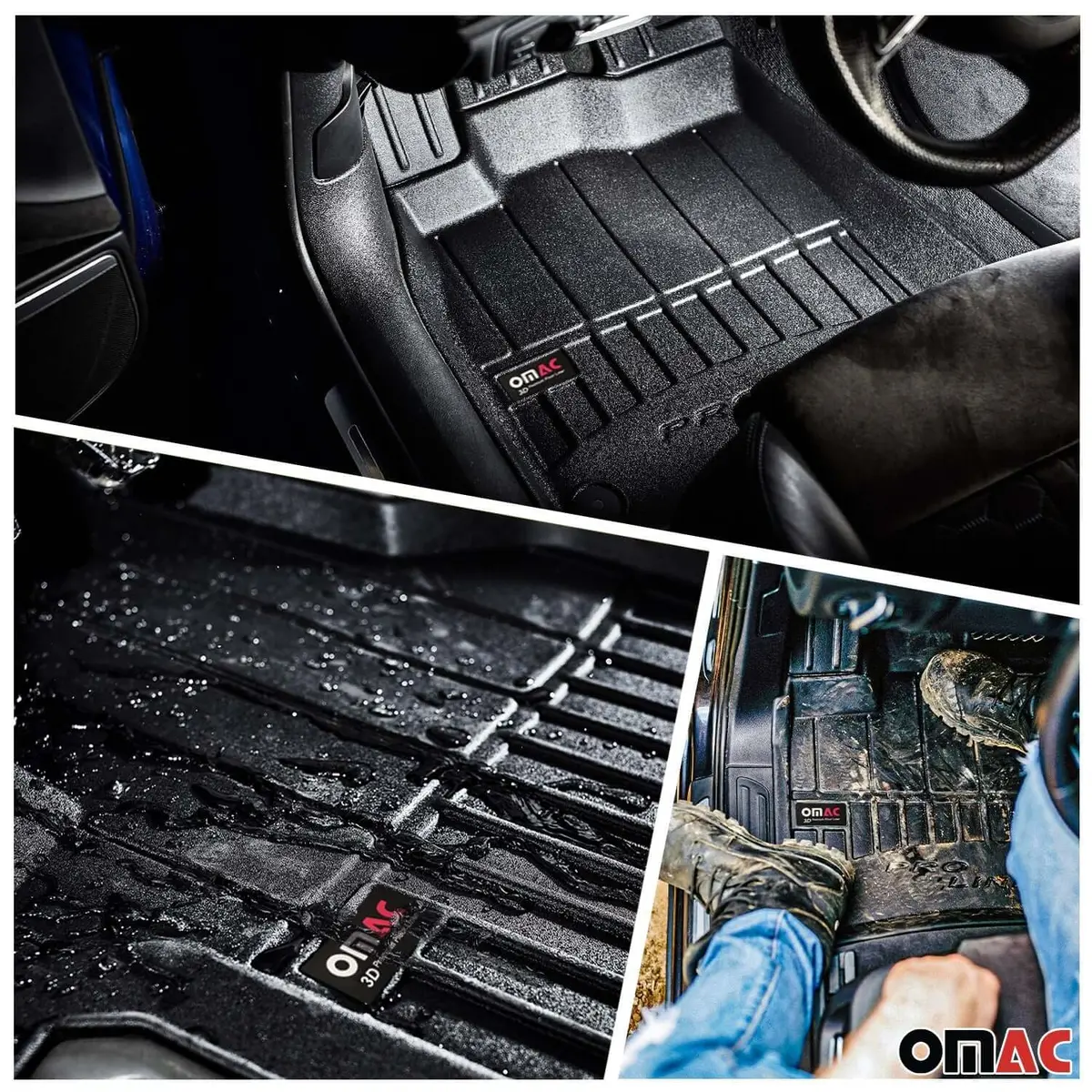 Omac Usa Premium Floor Mats Liners For Suvs – Fits 2011-2024 Mitsubishi Outlander Sport (Black, 4 Pcs) 1