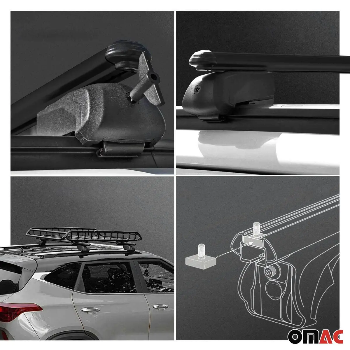 Omac Usa Roof Rack Cross Bars For Car – Fits 2019-2024 Subaru Crosstrek Hybrid (Excludes Models Without Oem Fixed Points) – Aluminium Black (2 Pcs) 1