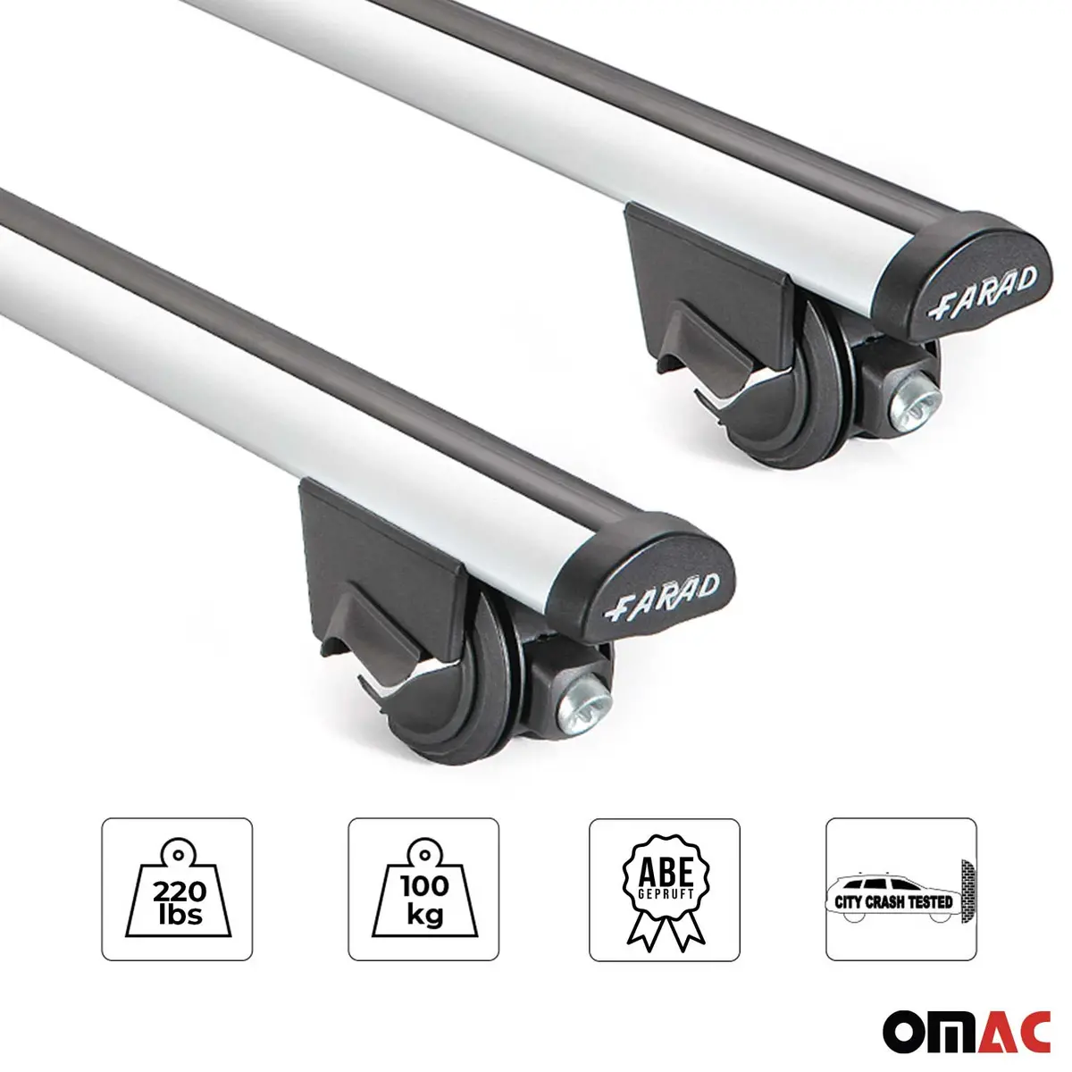 Omac Usa Roof Rack Cross Bars For Car – Fits 2009-2017 Audi Q5 / Sq5 (Excludes Models Without Oem Fixed Points) – Aluminium Silver (2 Pcs) 1