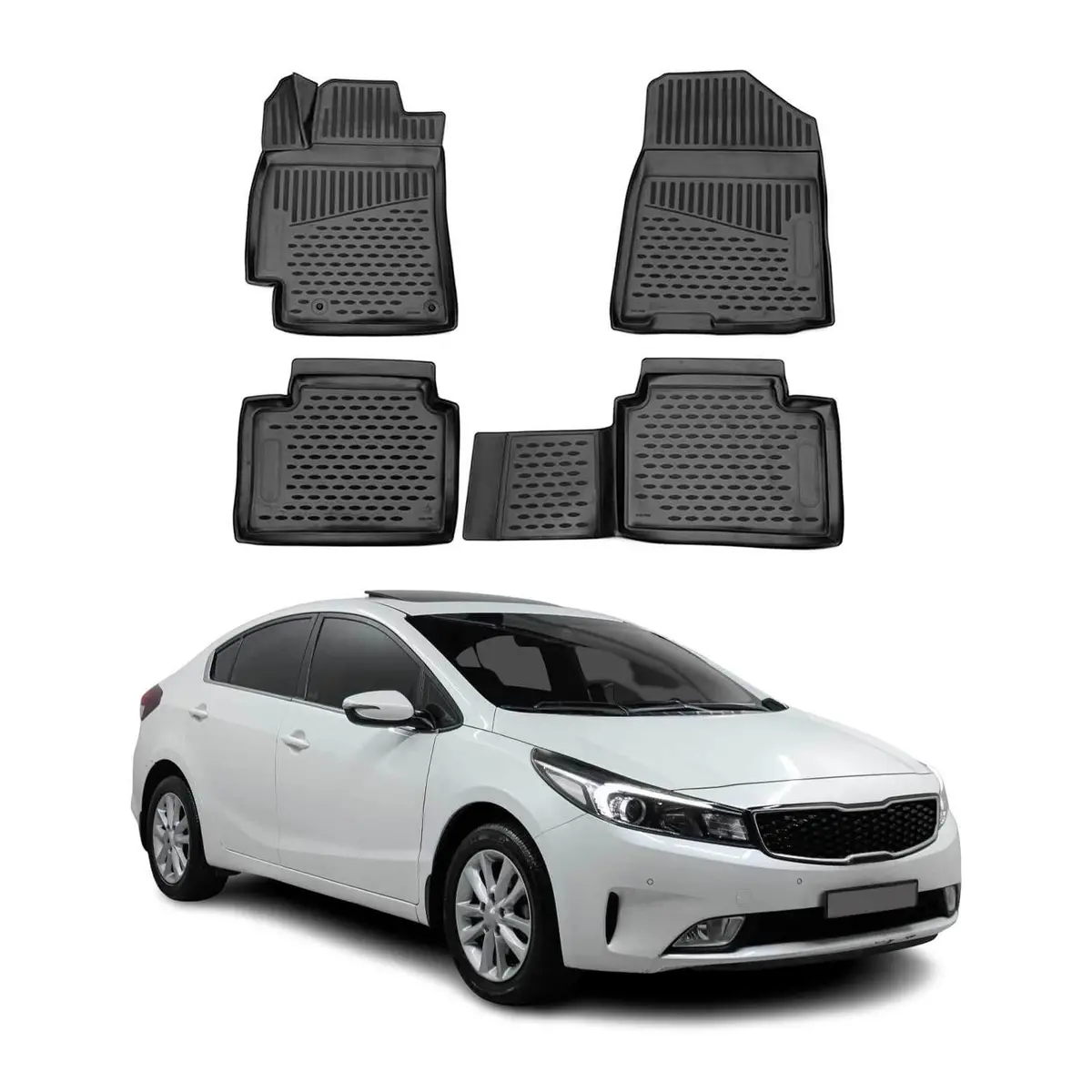Omac Usa Premium Floor Mats Liners Full Set – Fits 2019–2024 Kia Forte – All Weather Heavy Duty Black 1