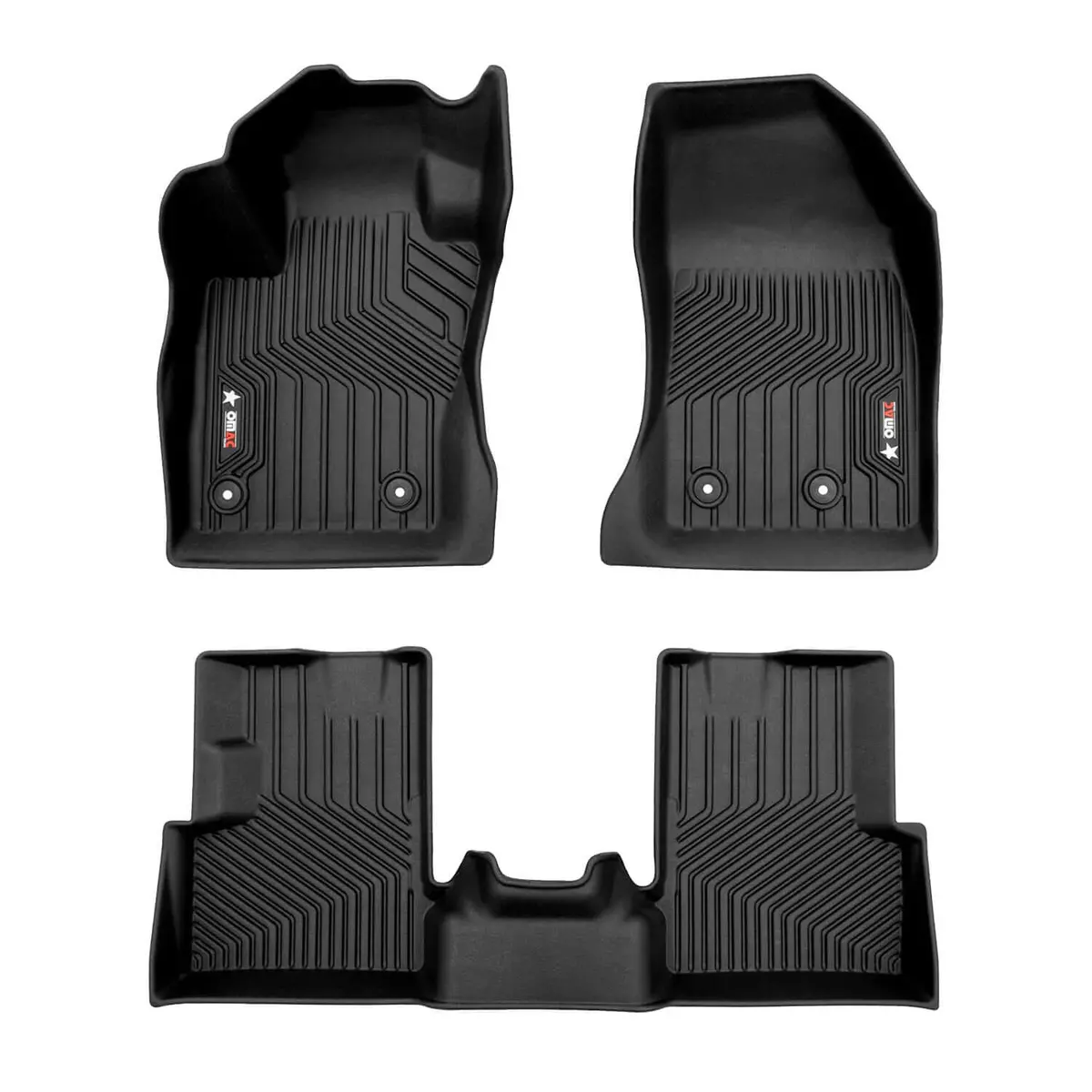 Omac Usa Premium Floor Mats For Suv – First & Second Row – Fits With 2015–2023 Jeep Renegade – Black (3 Pcs) 1