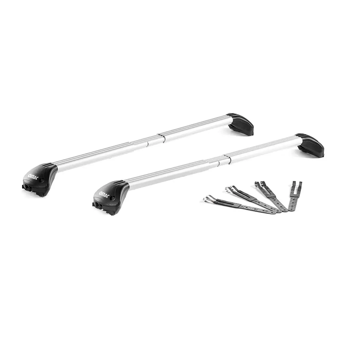 Omac Usa Adjustable Roof Rack Cross Bars 39"-51" For Raised Roof Rails – Aluminium Silver (2 Pcs) 1