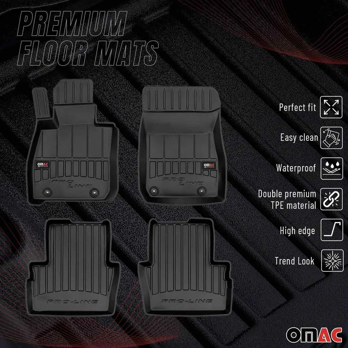 Omac Usa Premium Rubber Floor Mats Liners For Cars – Fits With 2016-2023 Mazda Cx-3 (4 Pcs) 1