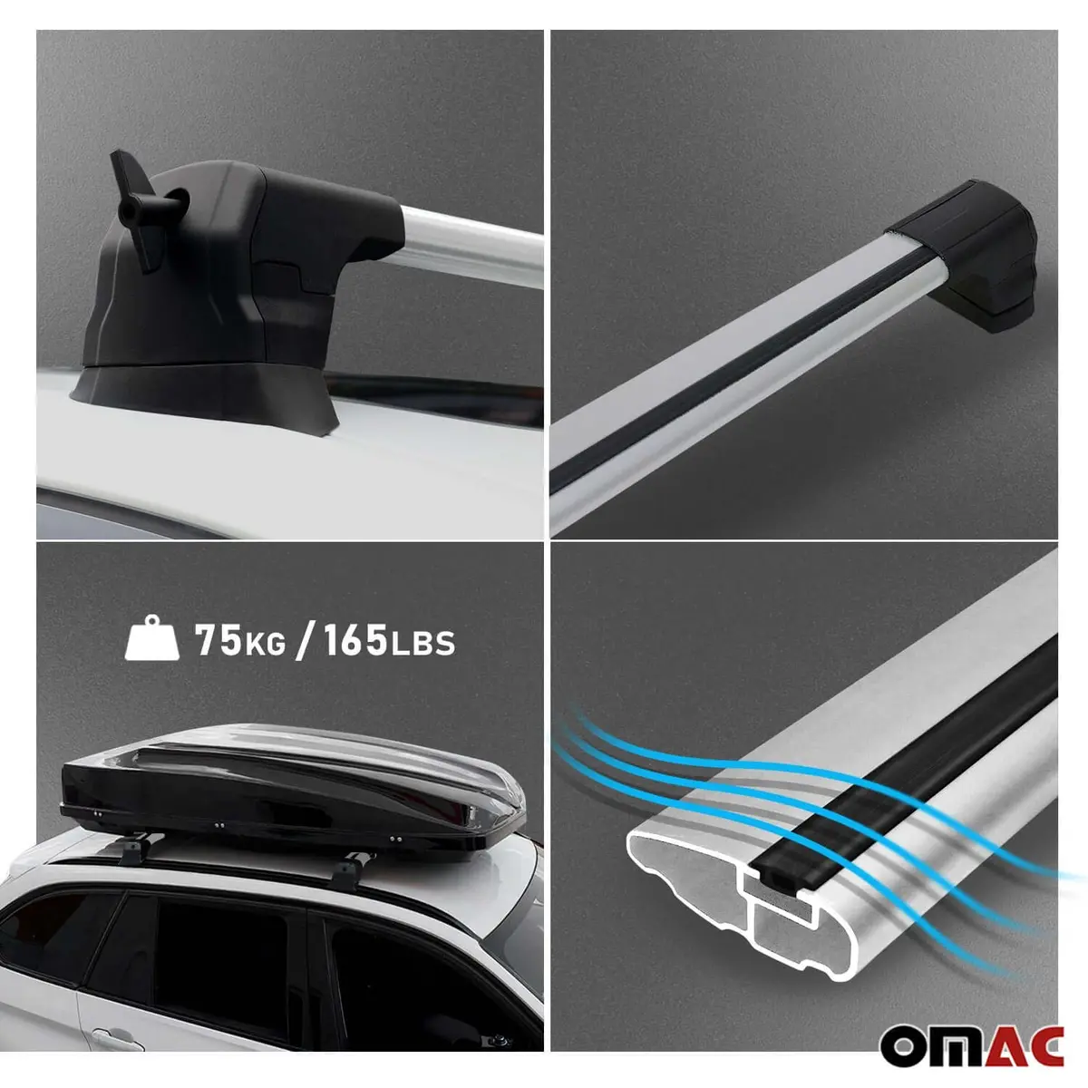 Omac Usa Roof Rack Cross Bars For Car – Fits 2012-2019 Bmw 3 Series F30 Sedan (Excludes Models Without Oem Fixed Points) – Aluminium Silver (2 Pcs) 1