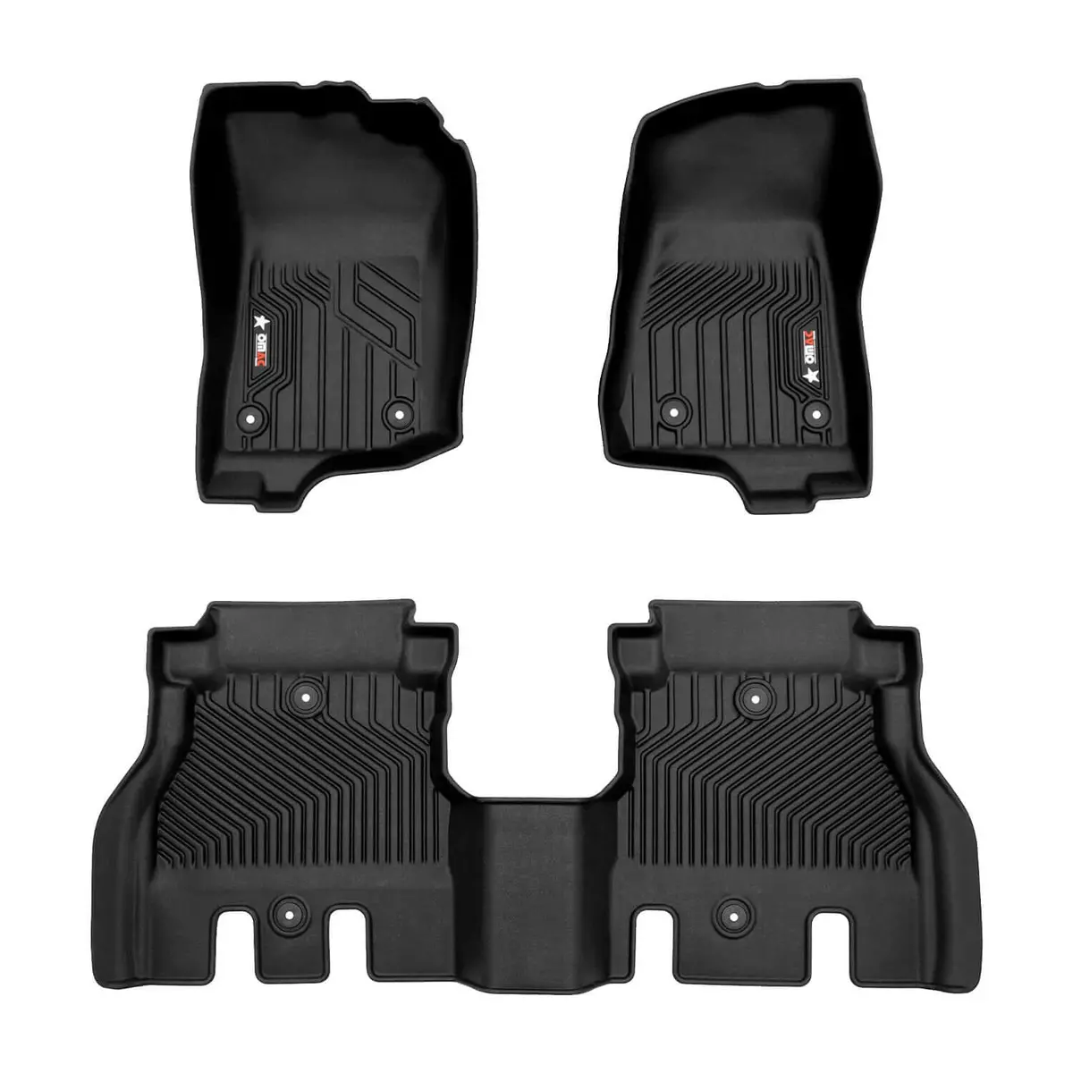 Omac Usa Premium Floor Mats Liners For Suv – Fits 2018–2025 Jeep Wrangler – First & Second Row Set All Weather Heavy Duty Black (3 Pcs) 1