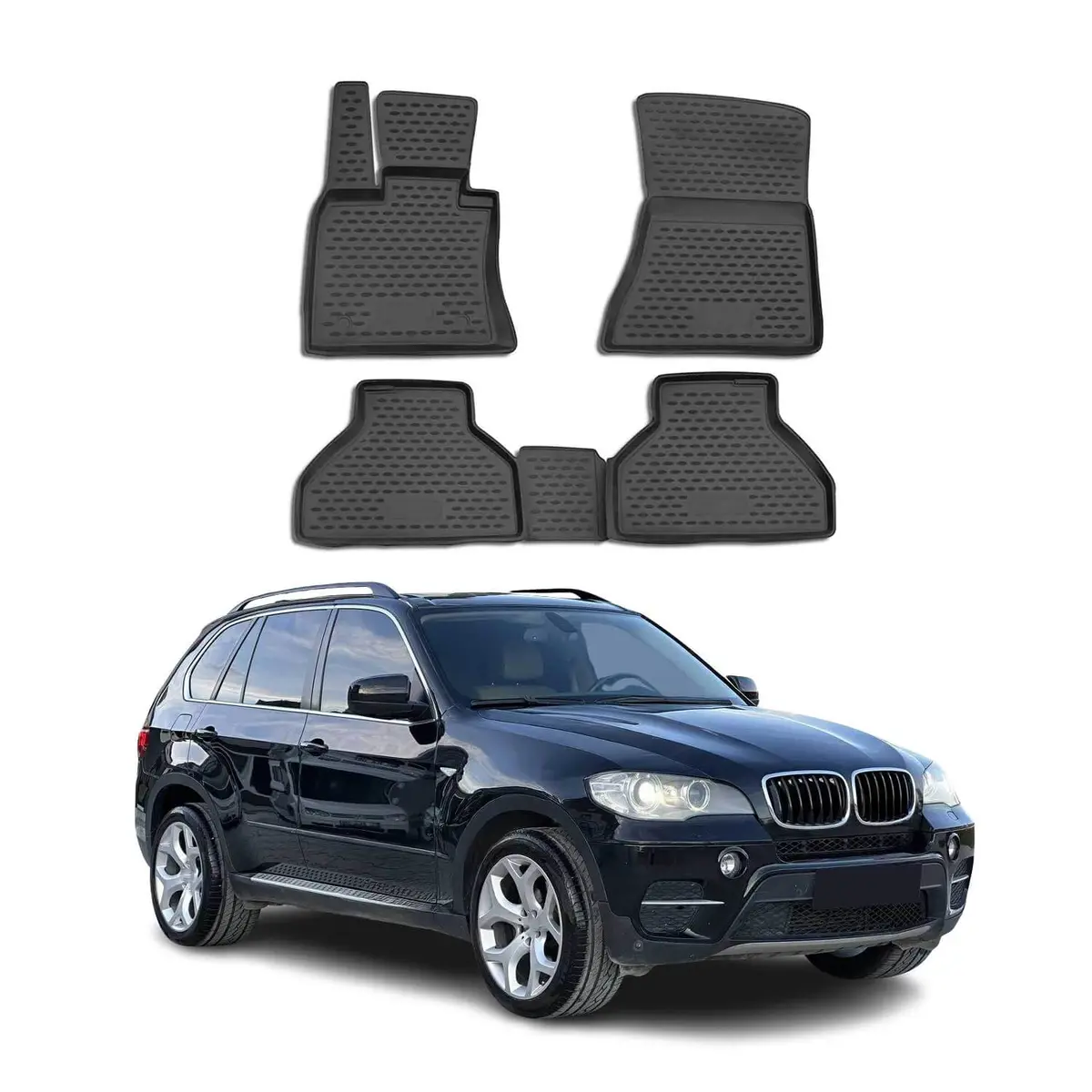 Omac Usa Floor Mats Liners Full Set All Weather Black For Suv – Fits With 2007-2013 Bmw X5 E70 (4 Pcs) 1