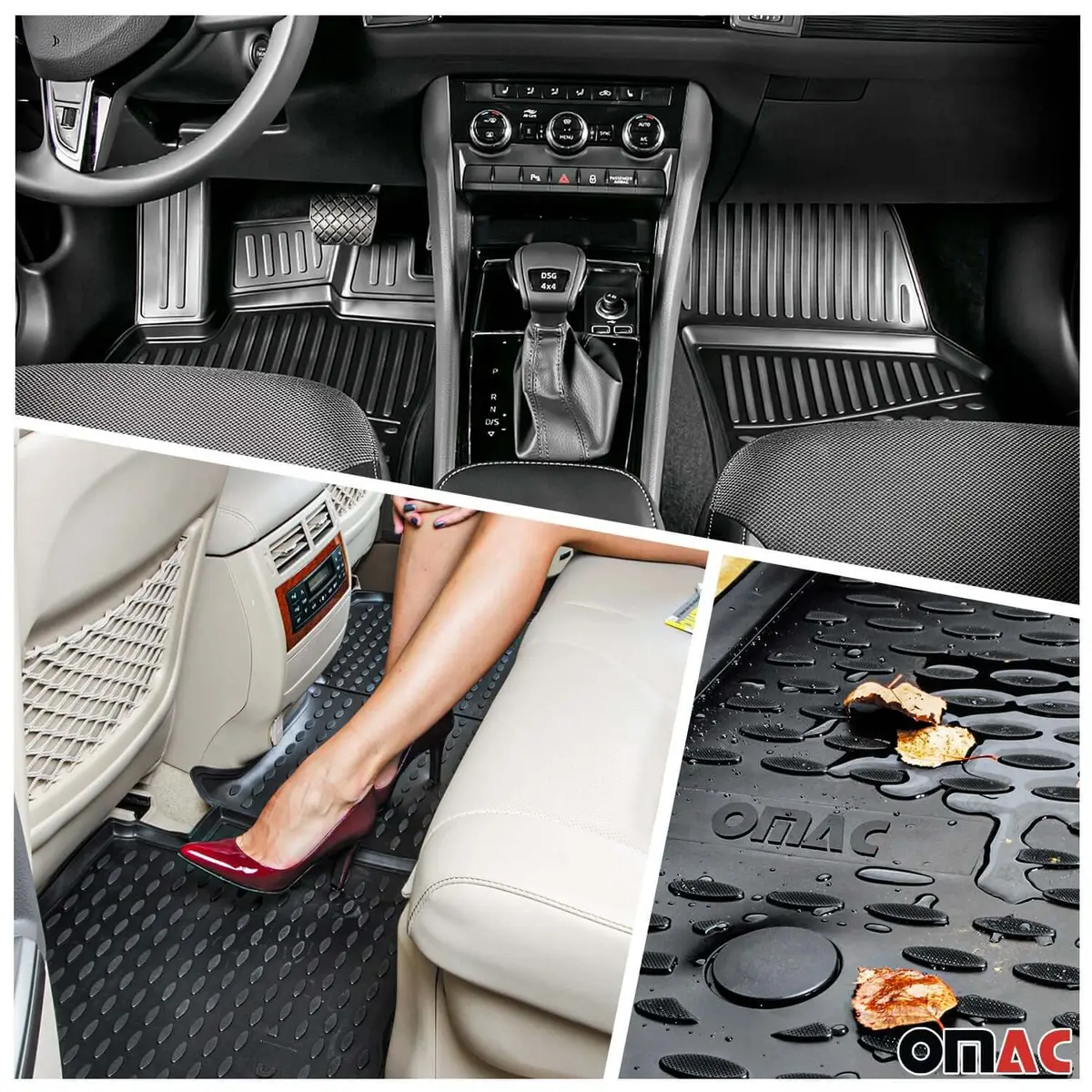 Omac Usa Floor Mats & Cargo Liner Set For Suv – Fits 2009-2015 Honda Pilot – All Weather Tpe Rubber, Black (5 Pcs) 1