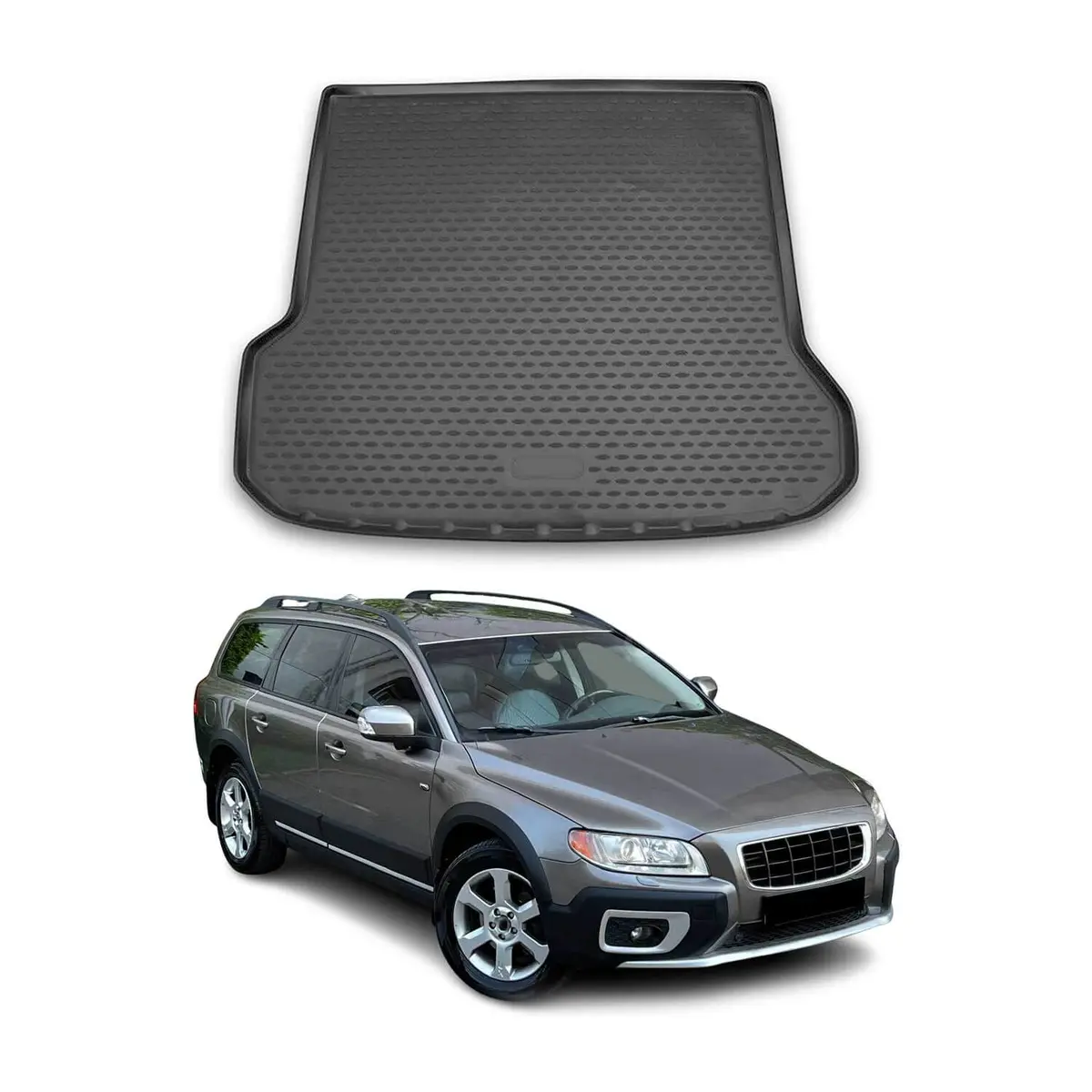 Omac Usa Semi-Custom Fit Cargo Liner Trunk Mat For Suv – Fits 2008–2016 Volvo Xc70 (Black, Waterproof) 1
