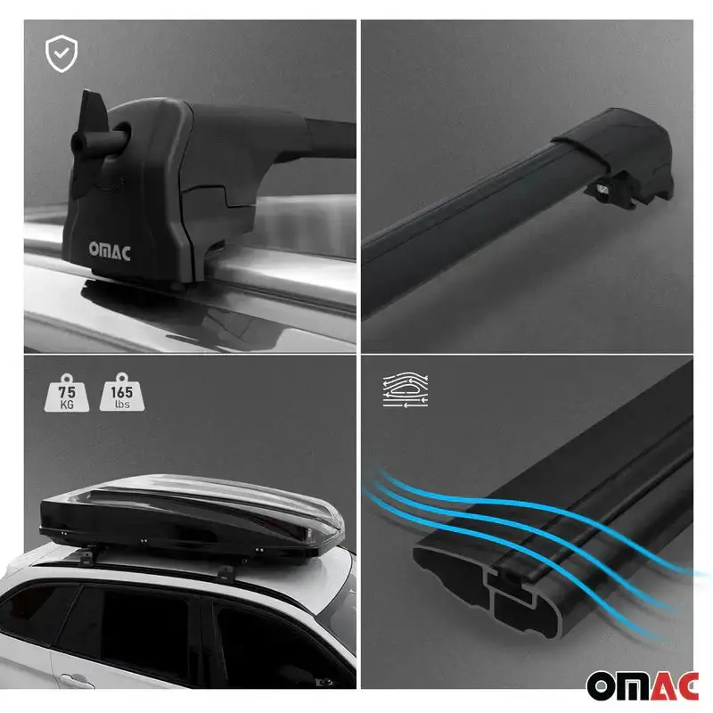 Omac Usa Roof Rack Cross Bars For Car – Fits 2019-2025 Bmw X5 G05 (Excludes Models Without Oem Fixed Points) – Aluminium Black (2 Pcs) 1