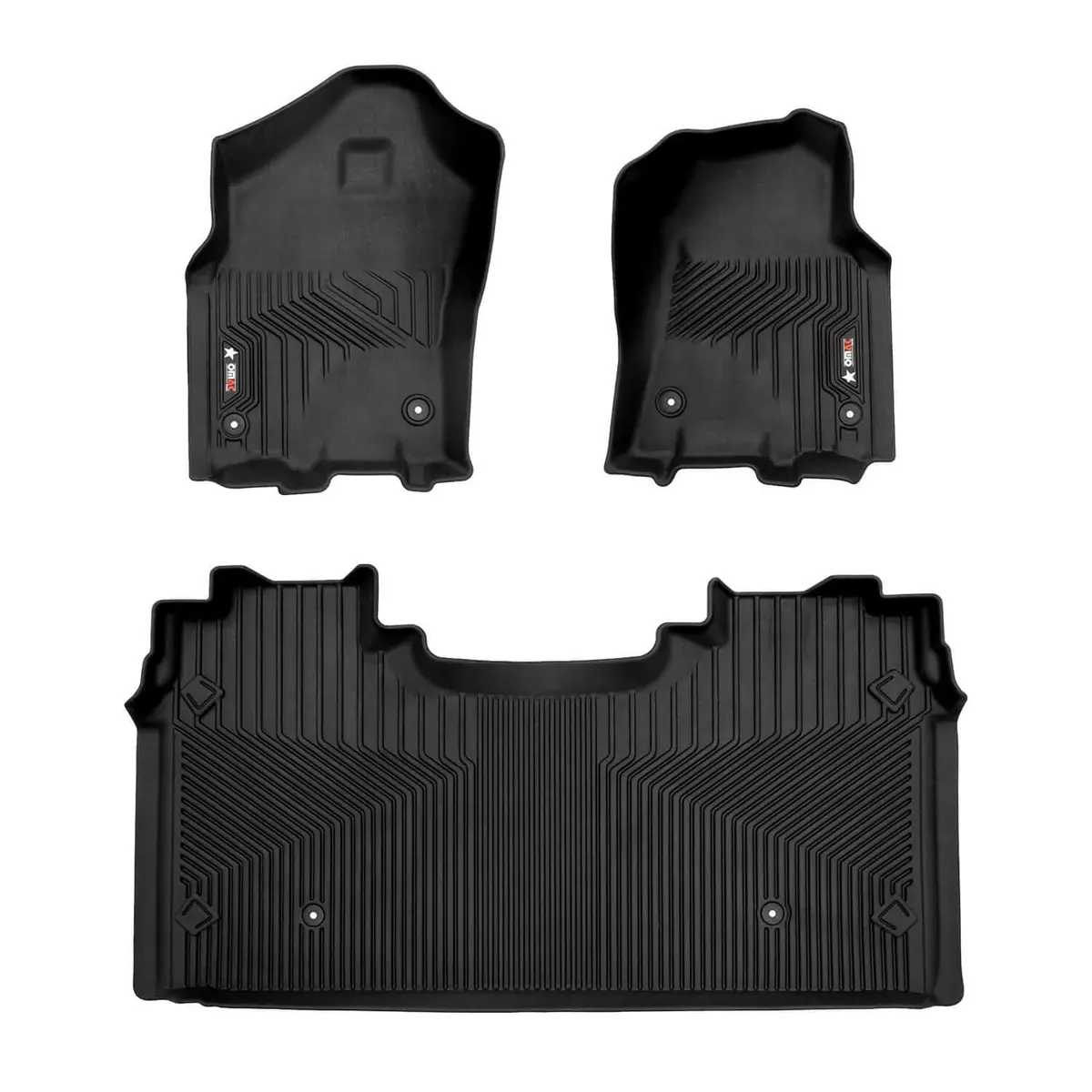 Omac Usa Premium Floor Mats For Truck – First & Second Row – Fits With 2019–2024 Ram 1500 Limited Crew Cab – Black (3 Pcs) 1