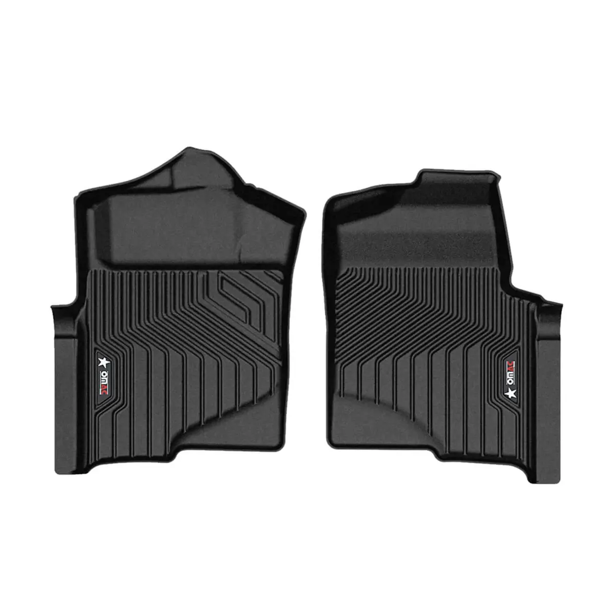Omac Usa Premium Floor Mats Liners For Truck – Fits 2010–2014 Ford F-150 Supercrew – Front Row All Weather Heavy Duty Black 1