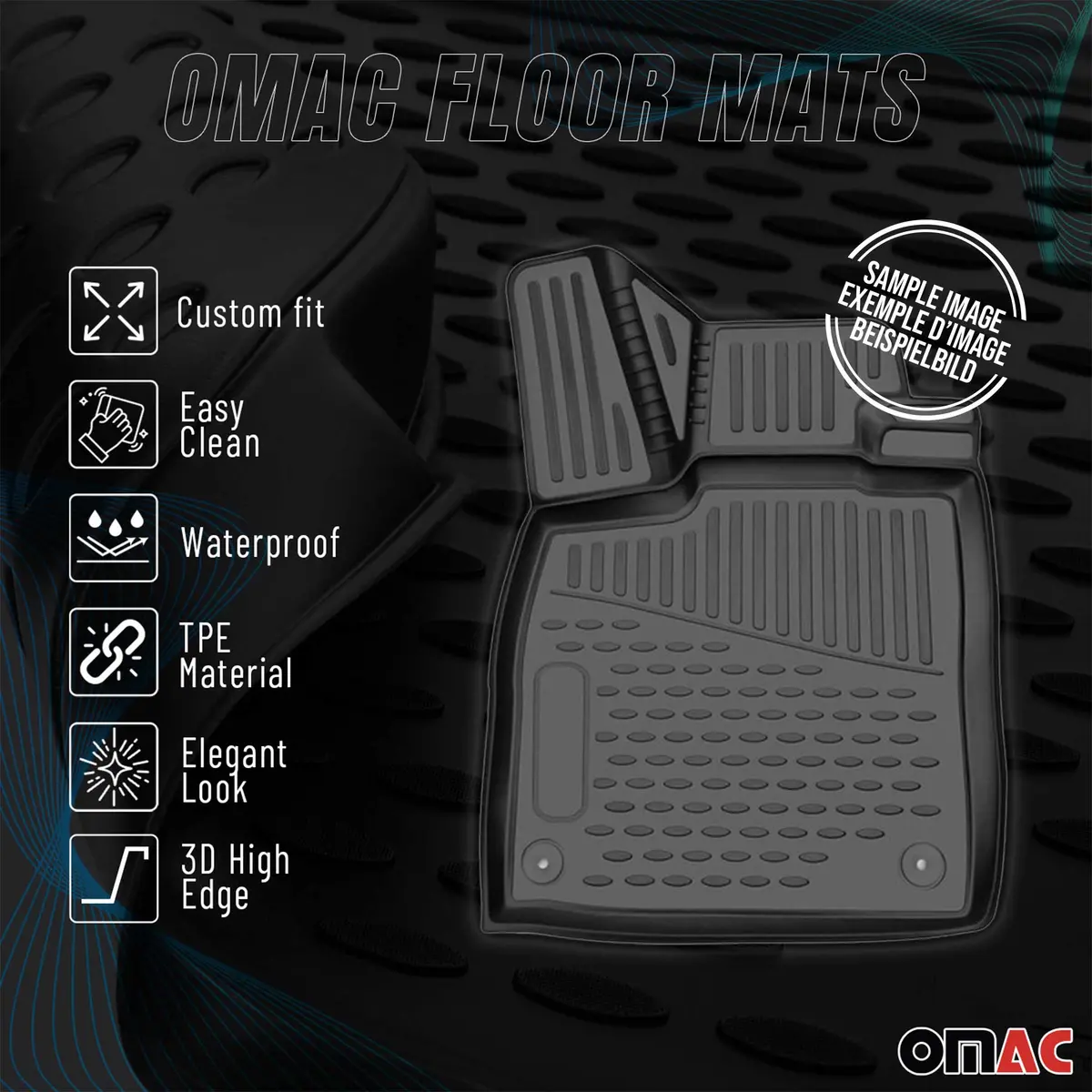 Omac Usa Premium Floor Mats Liners Full Set For Kia – Fits 2014–2019 Kia Soul – All Weather Black 1