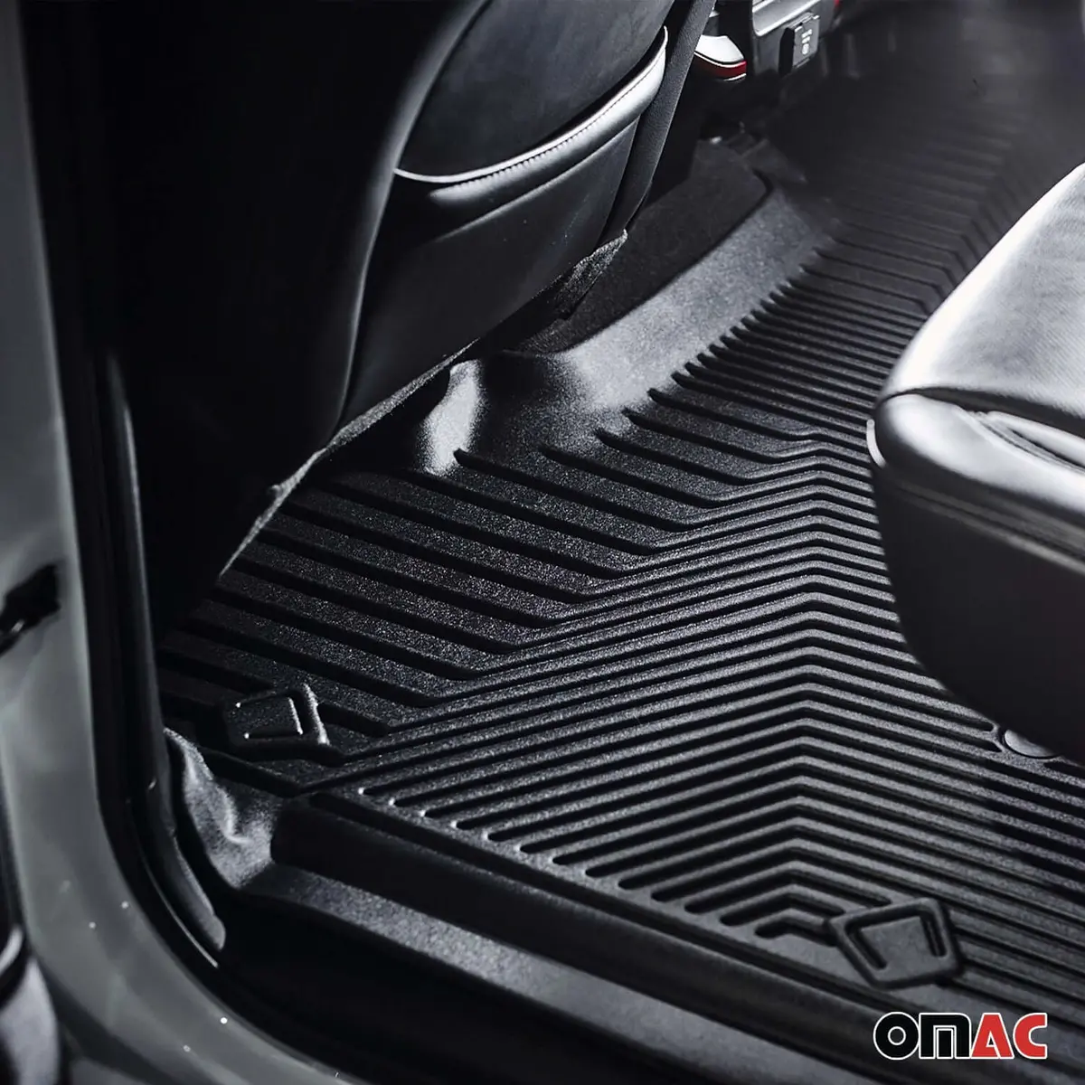 Omac Usa Premium Floor Mats Liners For Truck – Fits 2013–2018 Ram 1500 Crew Cab – Second Row Rear All Weather Heavy Duty Black 2