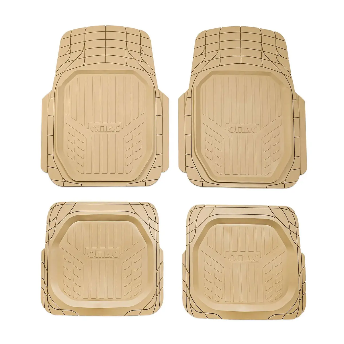 Omac Usa Heavy Duty Trim To Fit Floor Mats Liner Waterproof 3D All-Weather For Car/Suv – Tan (4 Pcs) 1