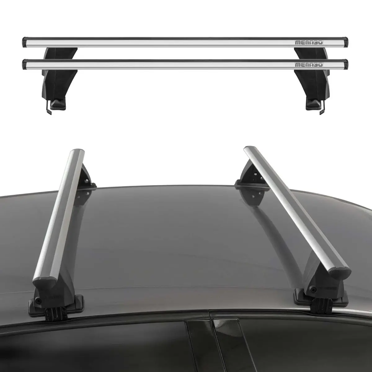 Omac Usa Roof Rack Cross Bars Luggage Carrier For Cars – Fits With 2006-2009 Bmw 5 Series E61 (2 Pcs, Silver, Aluminum) 1