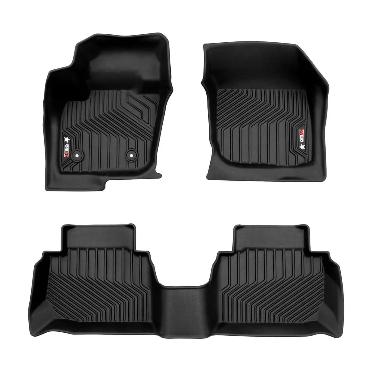 Omac Usa Premium Floor Mats For Sedan – First & Second Row – Fits With 2013–2020 Ford Fusion – Black (4 Pcs) 1