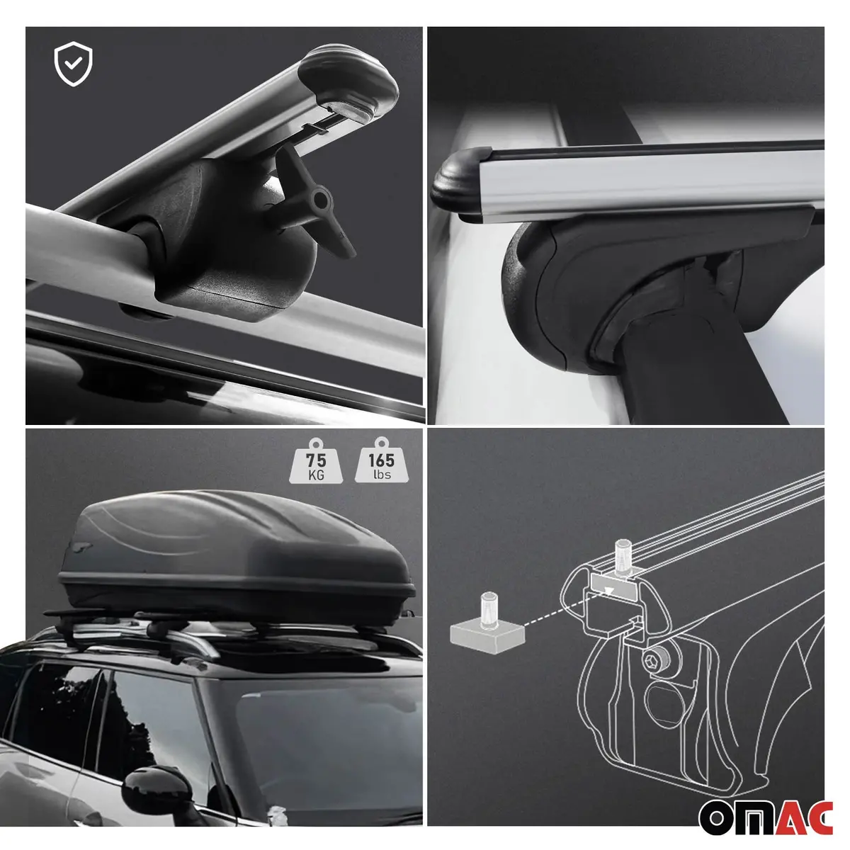 Omac Usa Roof Rack Cross Bars Luggage Carrier For Suv – Fits With 2007-2012 Hyundai Veracruz (2 Pcs, Silver, Aluminum) 1