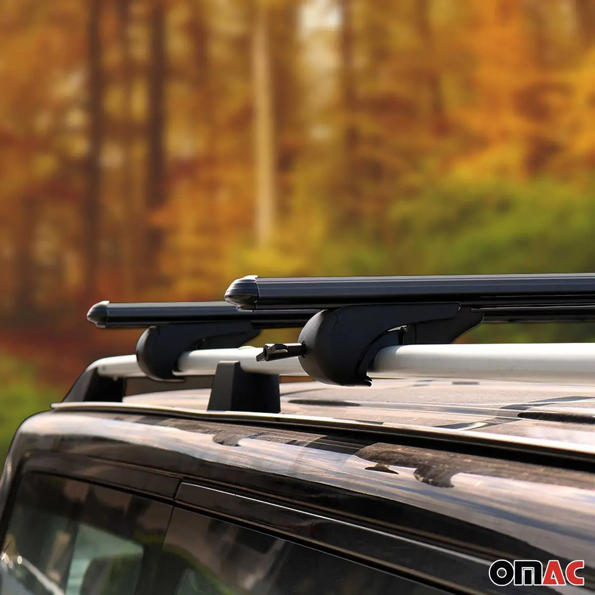 Omac Usa Roof Rack Cross Bars Luggage Carrier For Vans – Fits With 2015-2025 Ford Transit / E-Transit (2 Pcs, Black, Aluminum) 1