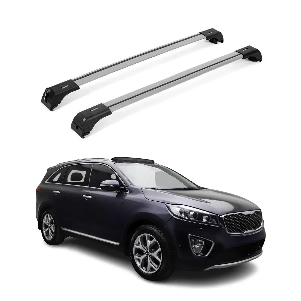 Omac Usa Roof Rack Cross Bars For Car – Fits 2016-2020 Kia Sorento (Excludes Models Without Oem Fixed Points) – Aluminium Silver (2 Pcs) 1
