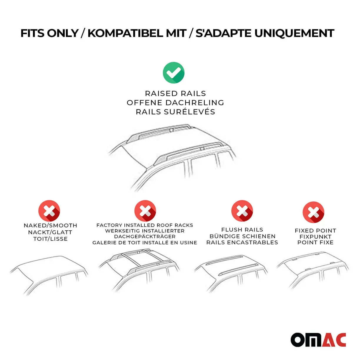 Omac Usa Roof Rack Cross Bars For Car – Fits 2021-2024 Ford Bronco Sport (Excludes Models Without Oem Fixed Points) – Aluminium Black (2 Pcs) 2