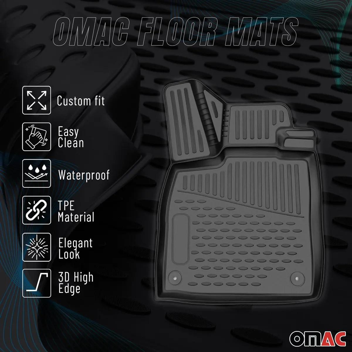 Omac Usa Premium Rubber Floor Mats Liners For Cars – Fits With 2014-2018 Bmw X5 F15/F85 (4 Pcs) 1