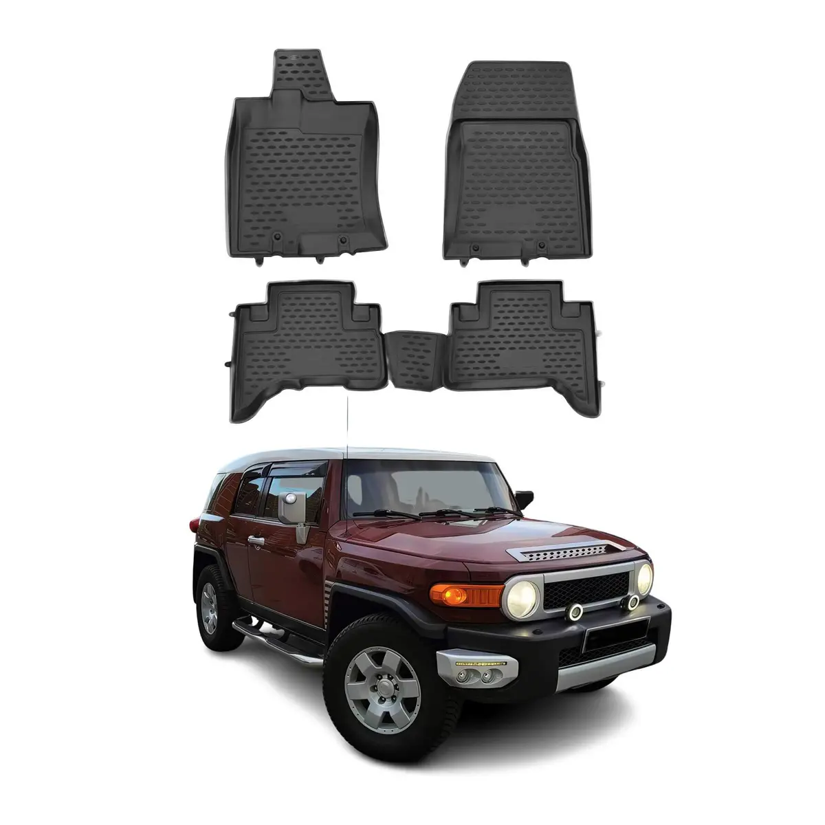 Omac Usa Floor Mats Liners Full Set All Weather For Suv – Fits With 2007-2014 Toyota Fj Cruiser – Black (4 Pcs) 1