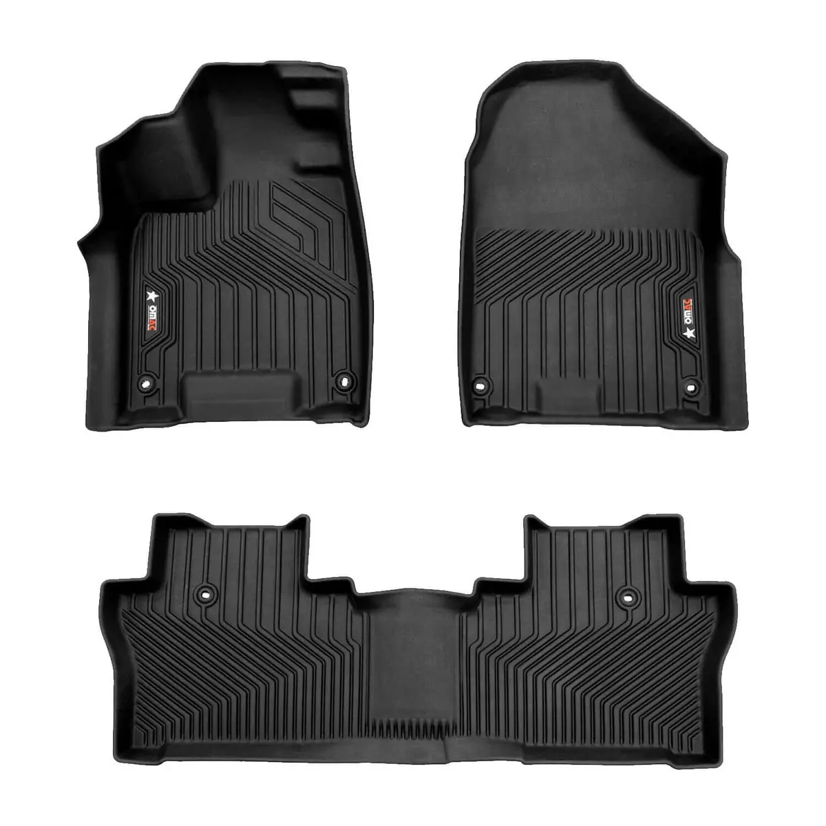 Omac Usa Premium Floor Mats Liners For Suv – Fits 2016–2022 Honda Pilot – First & Second Row Set All Weather Heavy Duty Black (3 Pcs) 1