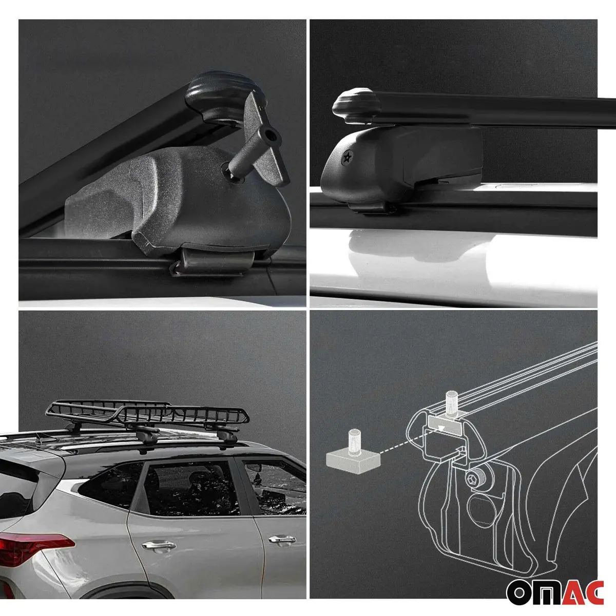 Omac Usa Roof Rack Cross Bars Luggage Carrier For Suv – Fits With 2017-2022 Kia Sportage (2 Pcs, Black, Aluminum) 1