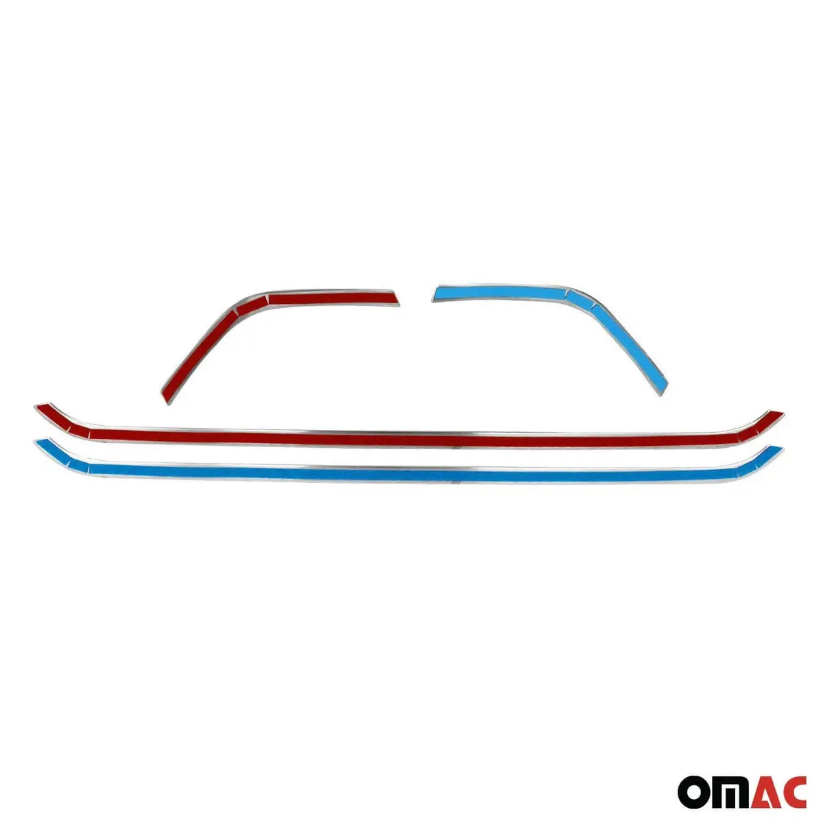 Omac Usa Front Bumper Grille Trim – Fits 2021–2025 Ford Transit 150/250/350 – Stainless Steel Chrome Mirror Finish, 4 Pcs 1