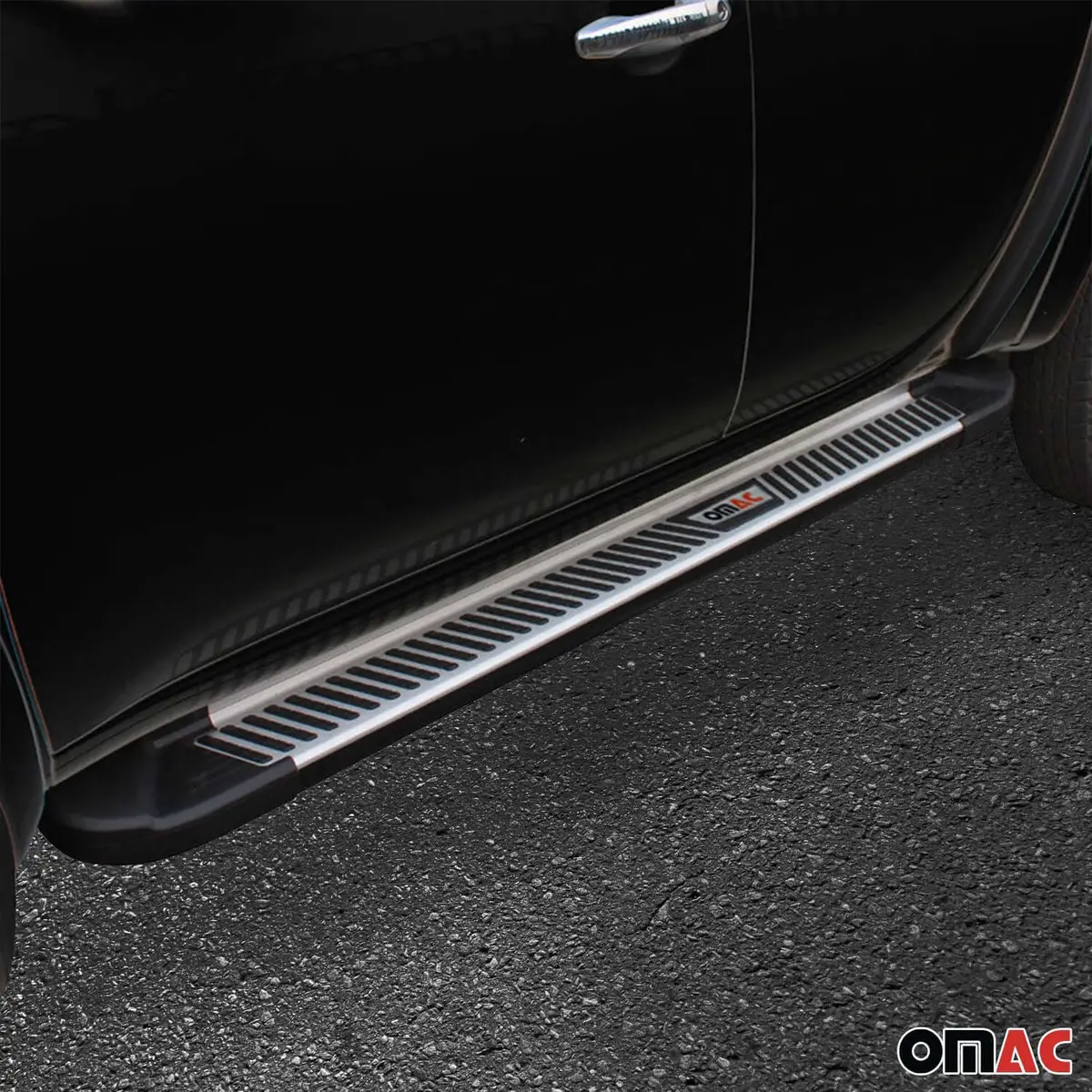 Omac Usa Aluminum Running Boards, Side Steps For Suv – Fits With 2002-2007 Jeep Liberty – Silver & Black (2 Pcs) 2