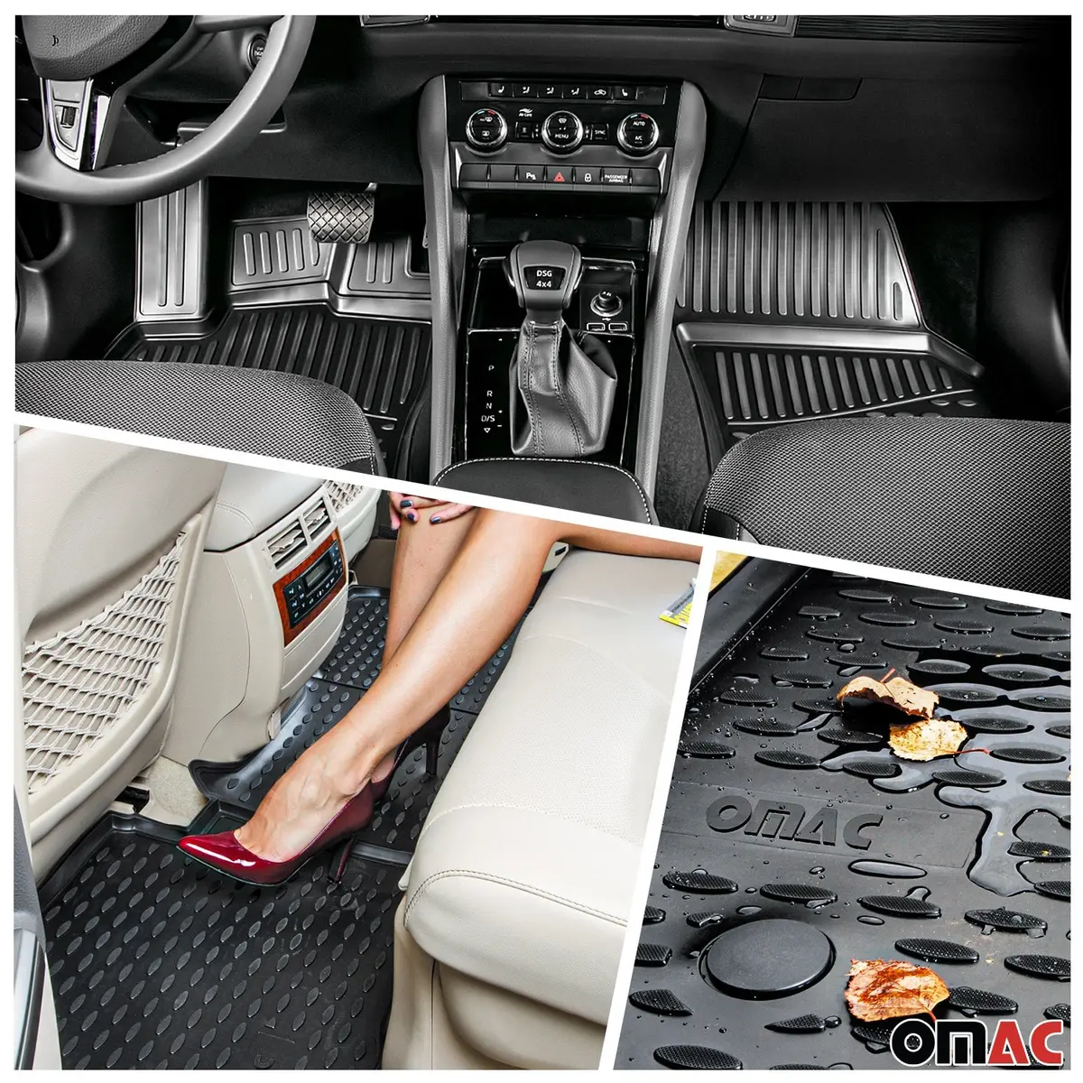 Omac Usa Floor Mats & Cargo Liner Full Set For Suv – Fits With 2016-2020 Kia Sorento – All Weather, Black (5 Pcs) 1