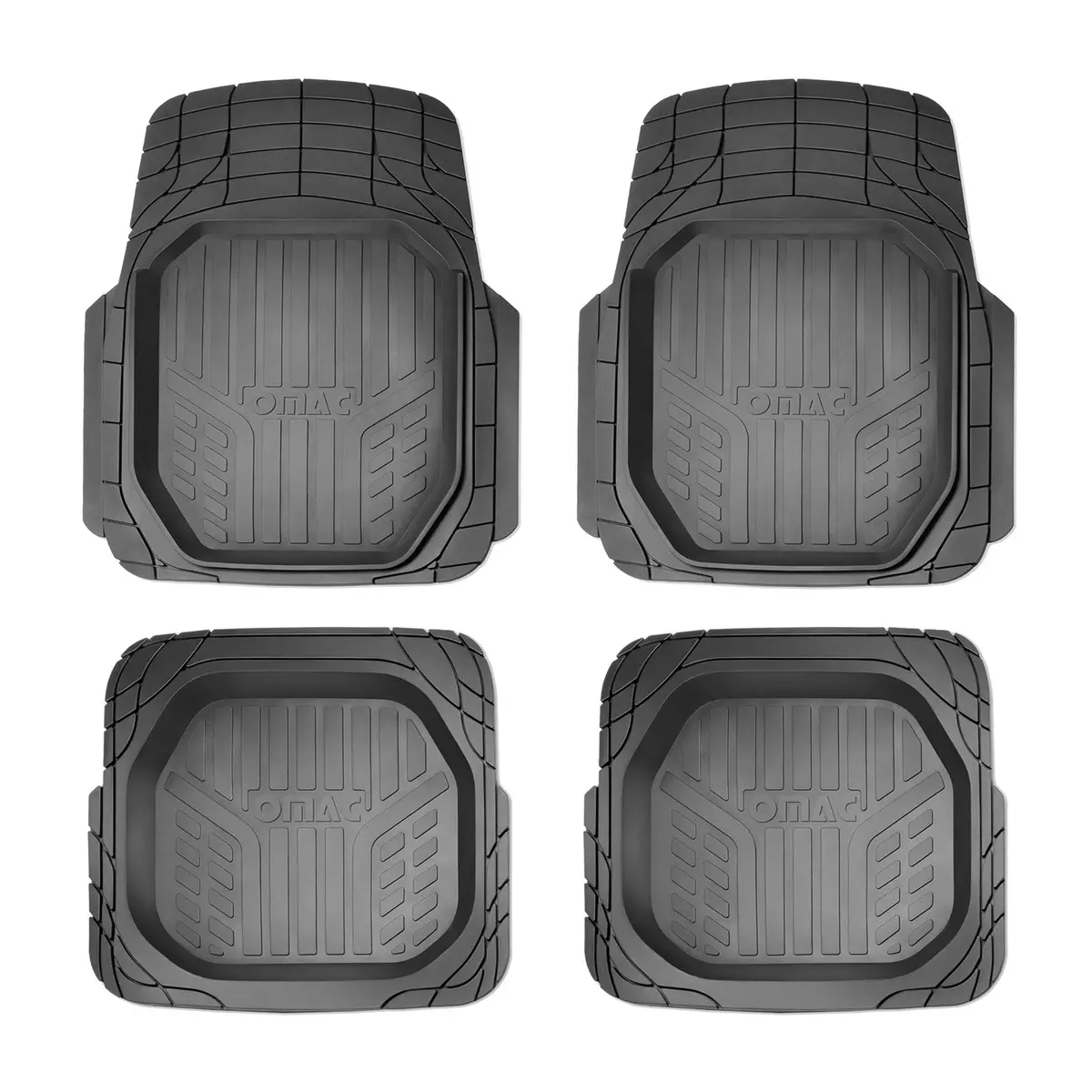 Omac Usa Semi-Custom Rubber Floor Mats Liners For Cars – Fits With 2018-2024 Nissan Kicks (4 Pcs, All Weather, 3D Black Waterproof) 1