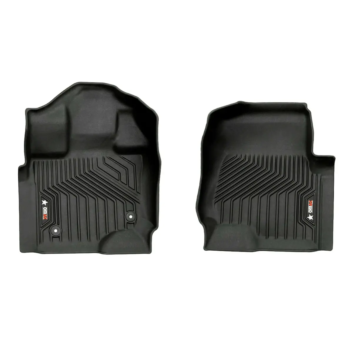 Omac Usa Premium Floor Mats Liners For Truck – Fits 2015–2023 Ford F-150 & Lightning Supercrew – Front Row All Weather Heavy Duty Black (3 Pcs) 1