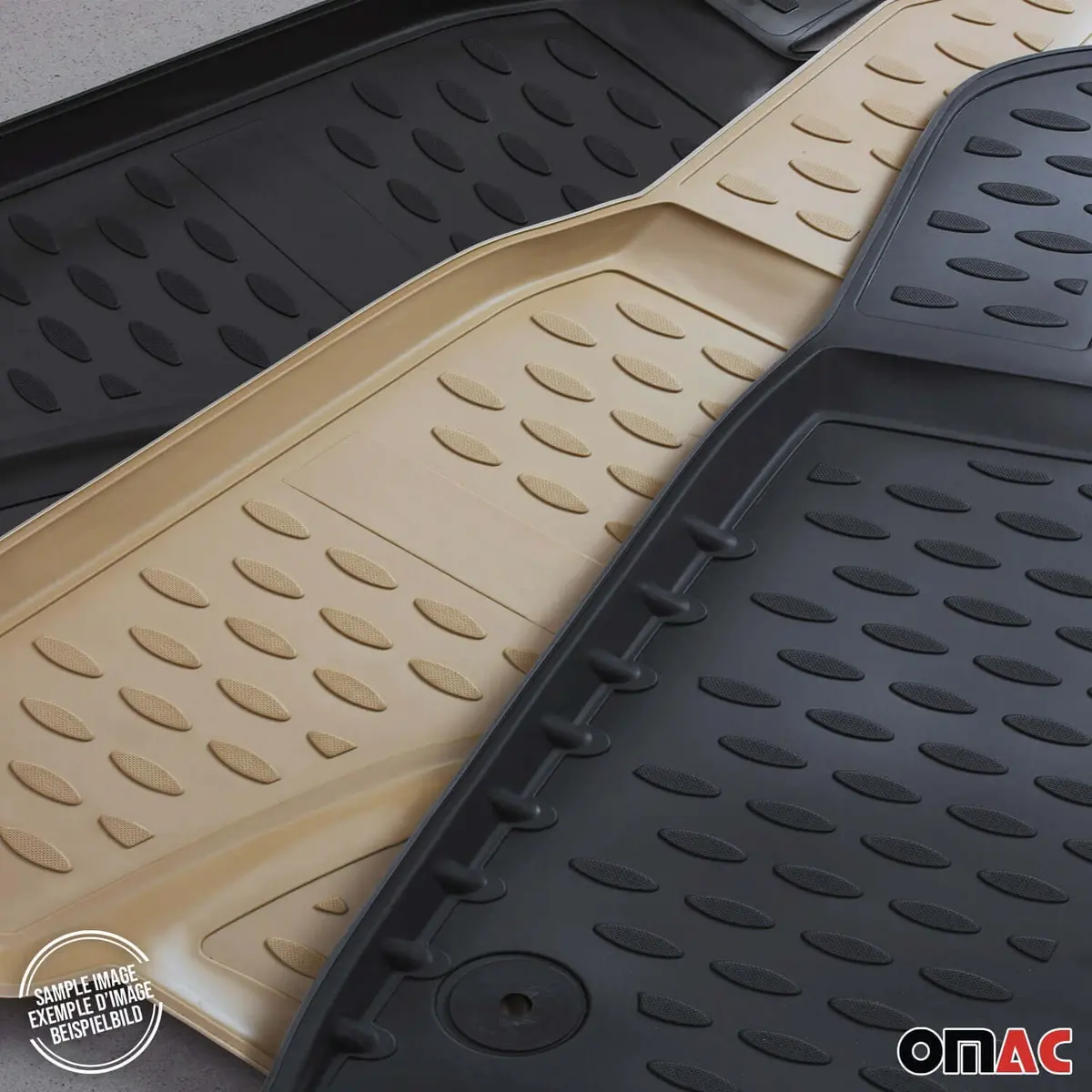 Omac Usa Floor Mats Liners Full Set All Weather Black For Minivan – Fits With 2008-2020 Dodge Grand Caravan (4 Pcs) 1