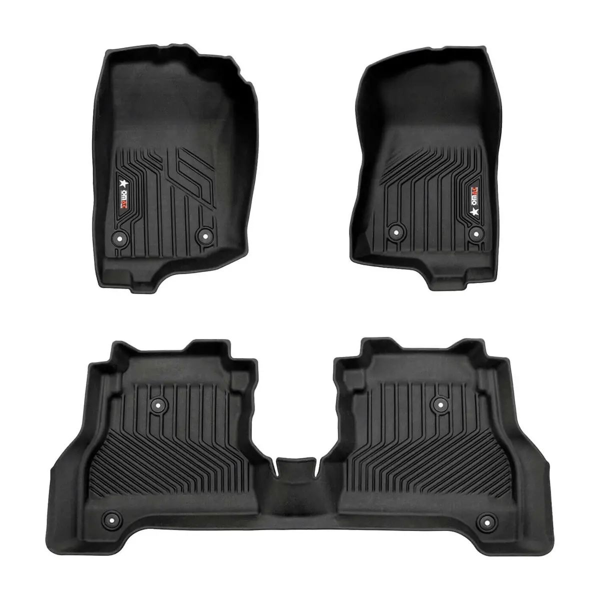 Omac Usa Premium Floor Mats Liners For Truck – Fits 2020–2025 Jeep Gladiator – First & Second Row Set All Weather Heavy Duty Black (3 Pcs) 1