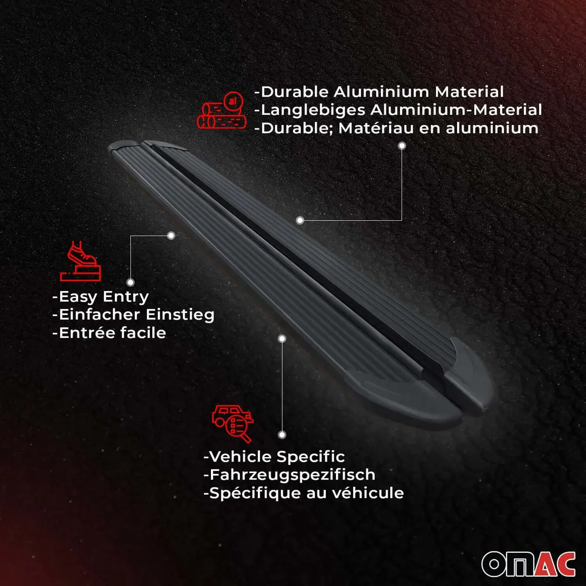 Omac Usa Aluminum Running Boards, Side Steps For Suv – Fits With 2016-2020 Kia Sorento – Black (2 Pcs) 1