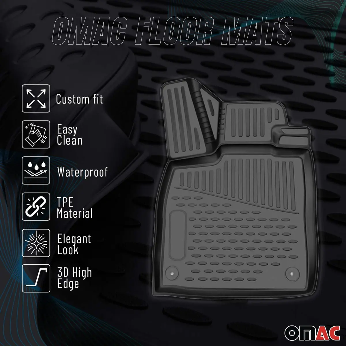 Omac Usa Floor Mats Liners Full Set All Weather Black For Suv – Fits With 2007-2014 Chevrolet Tahoe (6 Pcs) 1