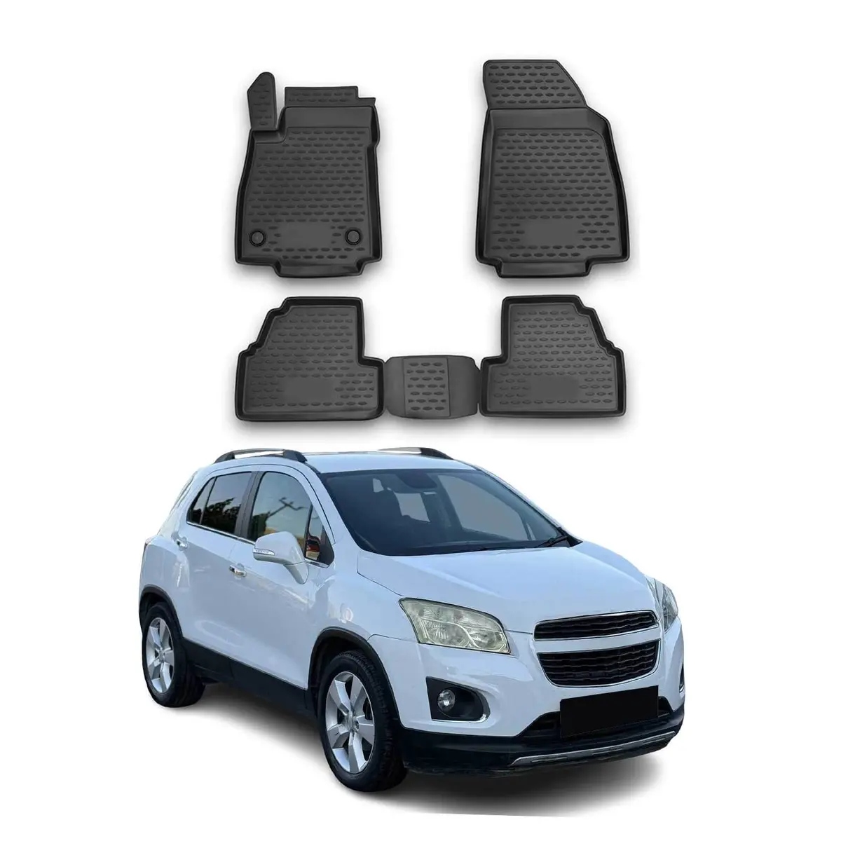 Omac Usa Premium Floor Mats Liners Full Set For Chevrolet – Fits 2017–2022 Chevrolet Trax – All Weather Black 1