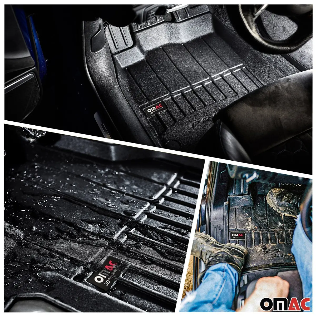 Omac Usa Premium Rubber Floor Mats & Cargo Liner For Cars – Fits With 2007-2015 Audi Q7 4L (5 Pcs) 1