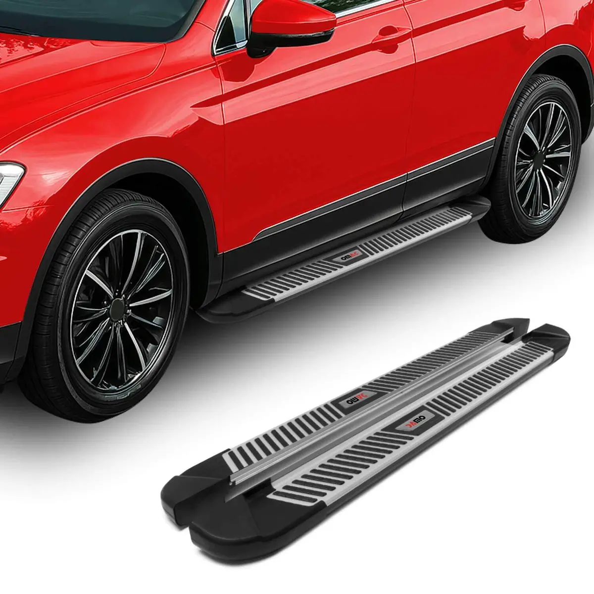 Omac Usa Aluminum Running Boards, Side Steps For Suv – Fits With 2002-2007 Jeep Liberty – Silver & Black (2 Pcs) 1
