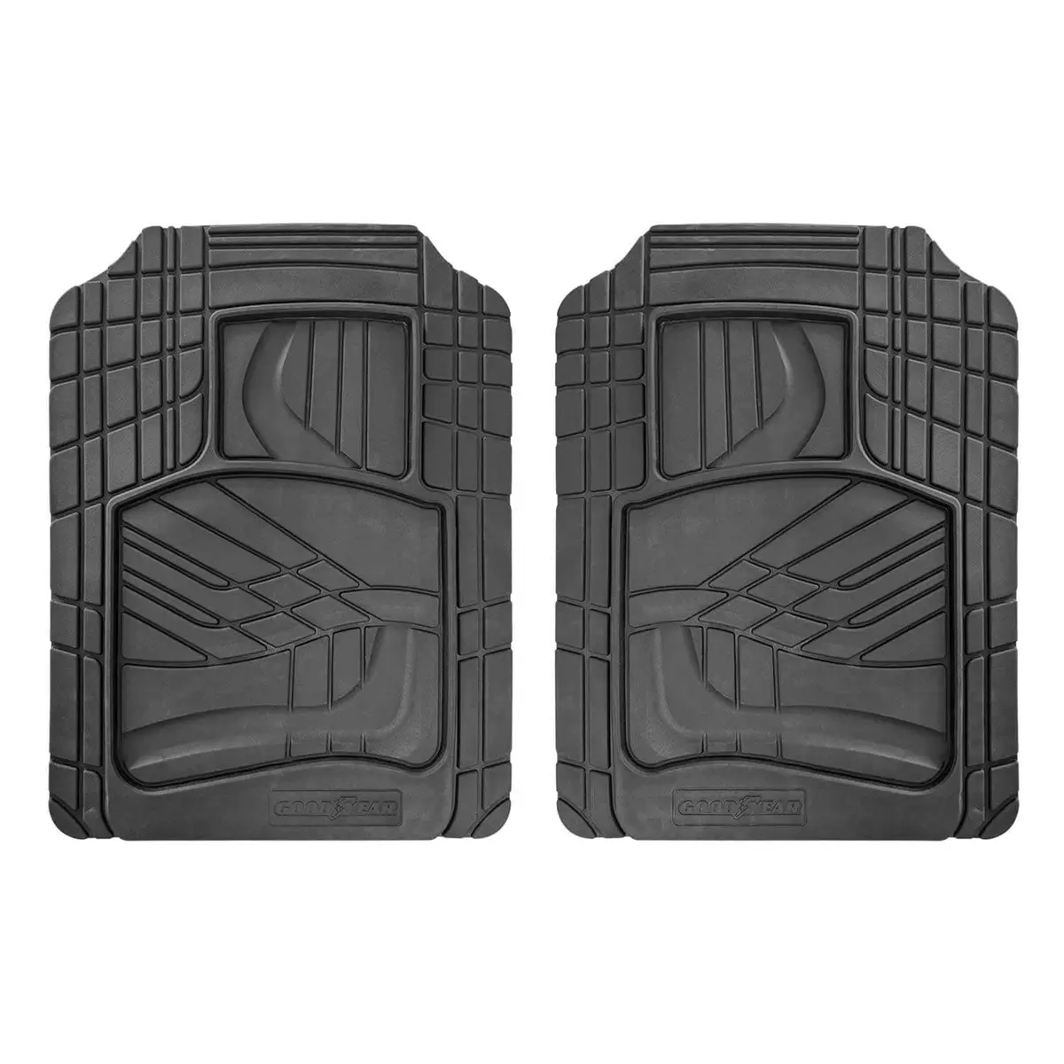 Omac Usa - Goodyear Floor Mats Cars Trucks Suv Black All Season Heavy Duty Rubber 2Pcs 1
