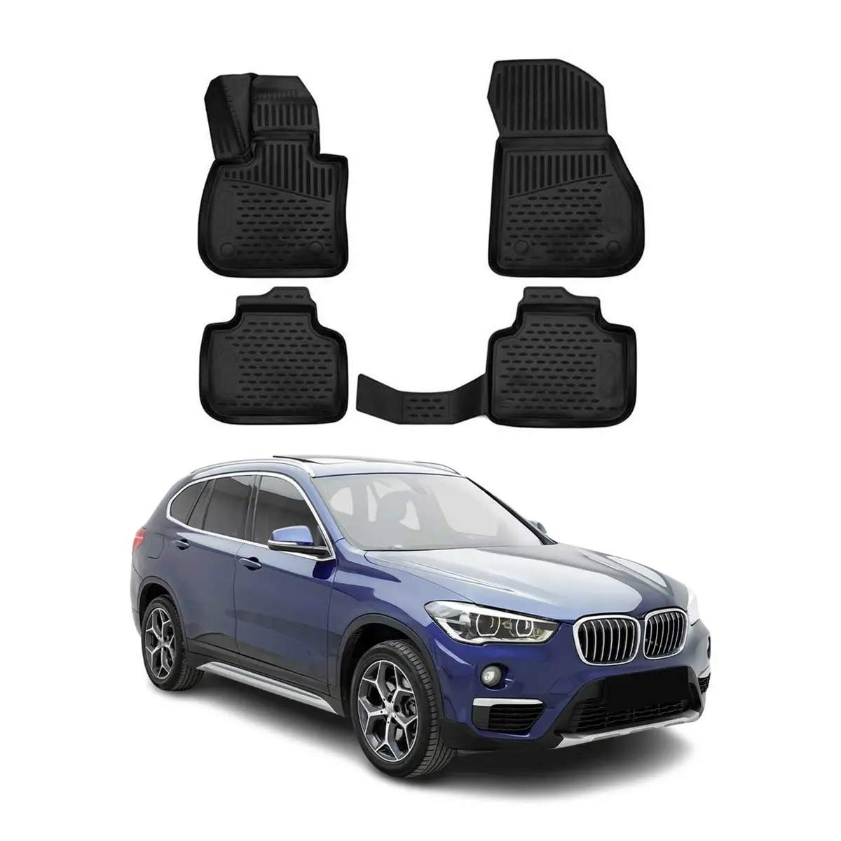 Omac Usa Premium Rubber Floor Mats Liners For Cars – Fits With 2016-2022 Bmw X1 F48 (4 Pcs, All Weather, Black) 1