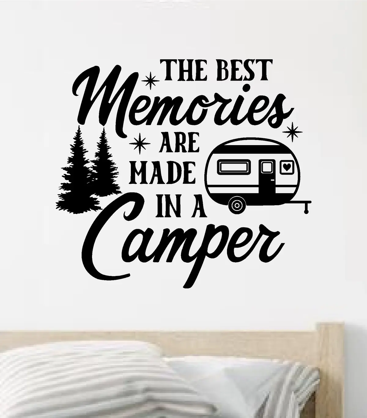 Memories Camper Wall Decal Home Decor Vinyl Sticker Art Bedroom Room Girls Boys Men Travel Rv Wanderlust Adventure Hike Mountains Camp 1