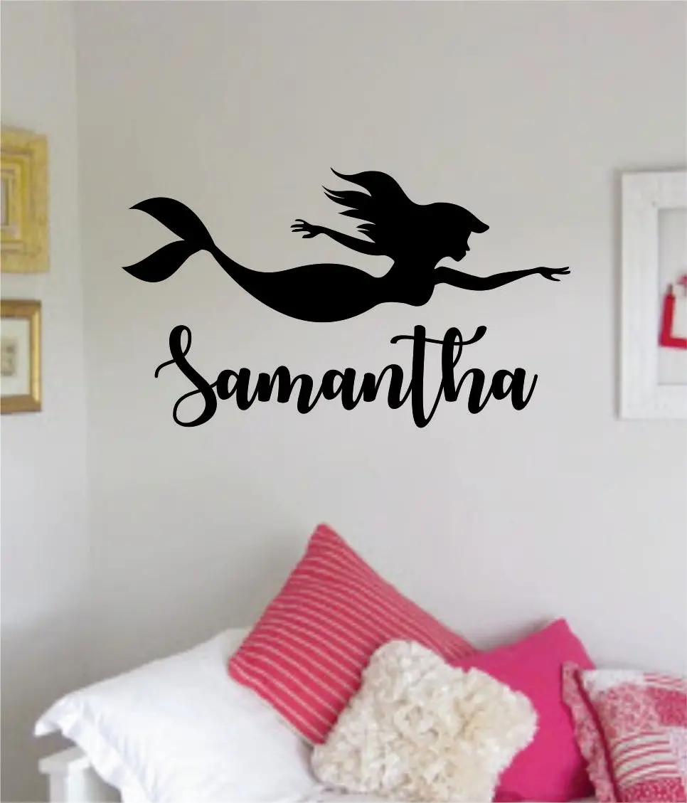 Mermaid Custom Name Wall Decal Sticker Vinyl Art Bedroom Living Room Nursery Quote Girls Customization 1