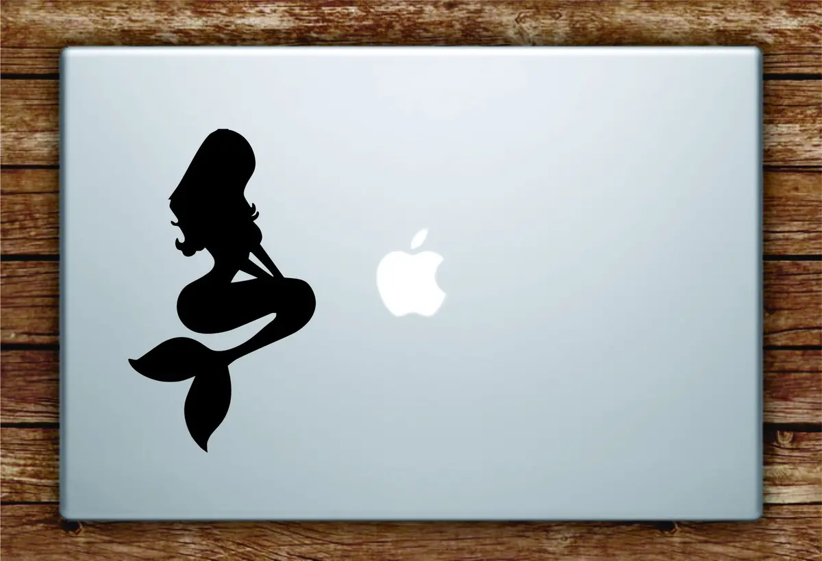 Mermaid Silhouette Laptop Decal Sticker Vinyl Art Quote Macbook Apple Decor Nautical Ocean Beach Girl 1